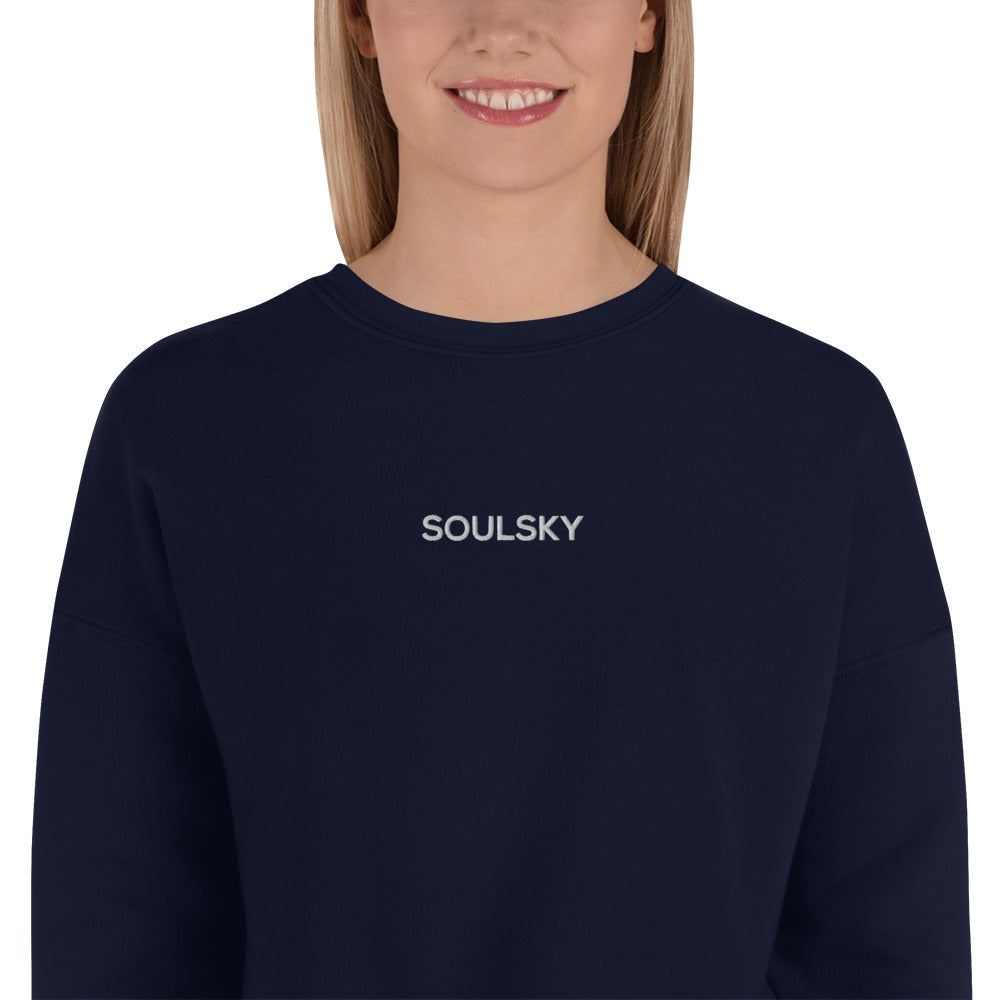 SOULSKY Logo Cropped Sweatshirt - Navy Blue