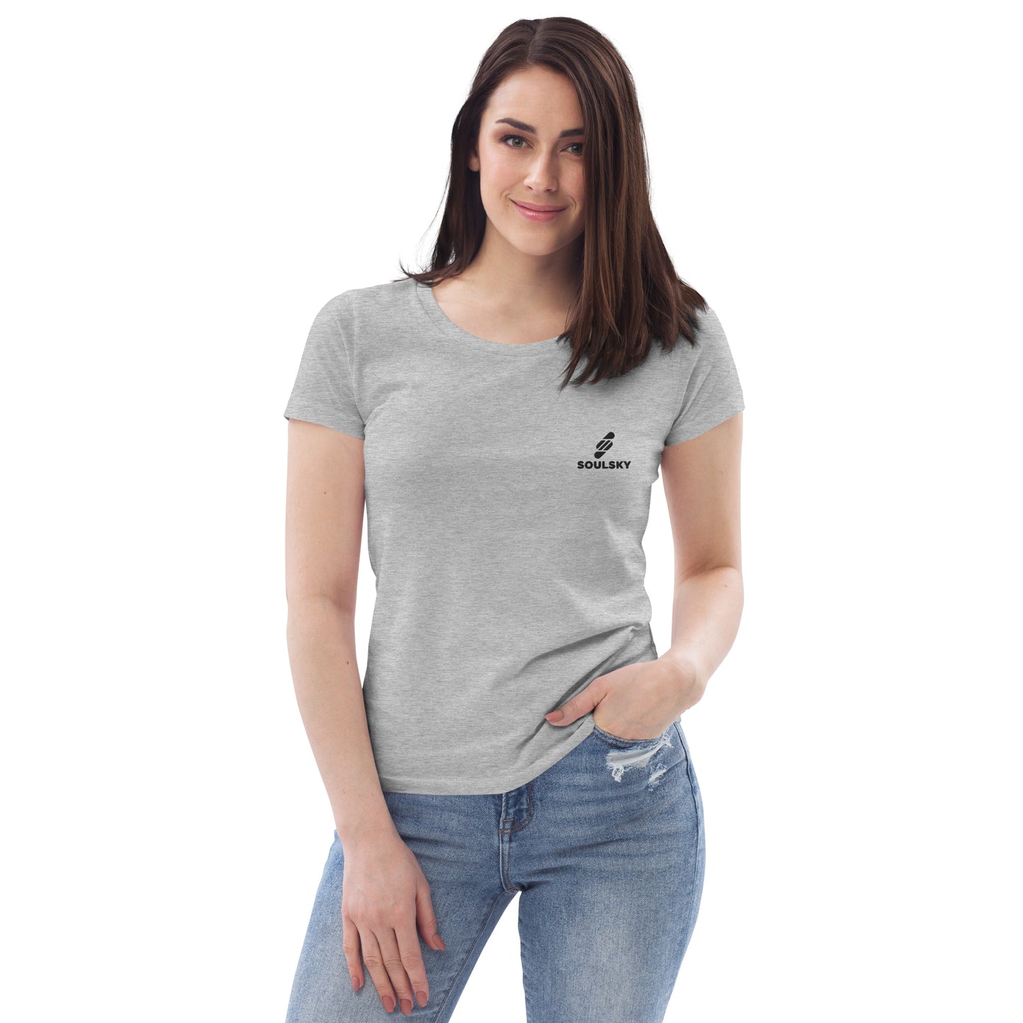 SOULSKY Logo Women's Crewneck T-shirt - Light Gray Heather