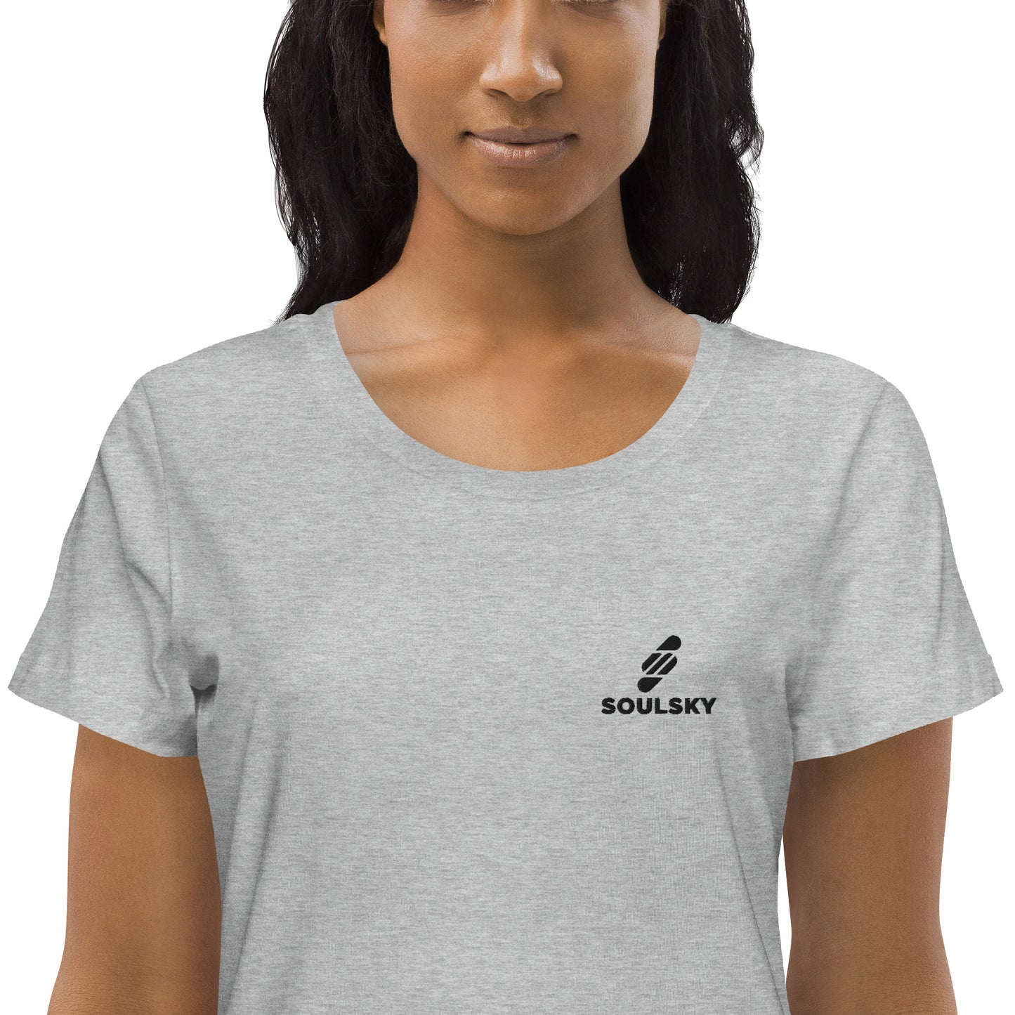 SOULSKY Logo Women's Crewneck T-shirt - Light Gray Heather