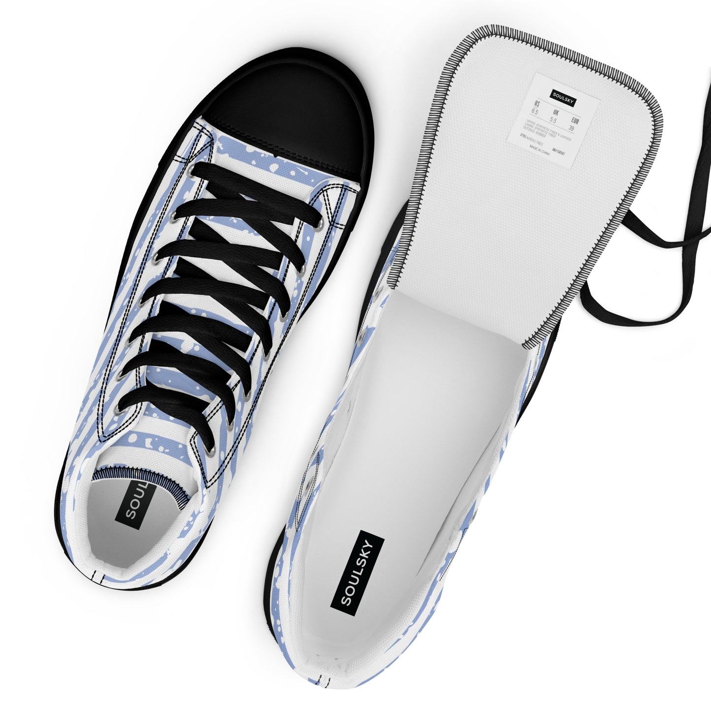 SHINE BRIGHT Women's High Top Canvas Shoes (Light Blue)