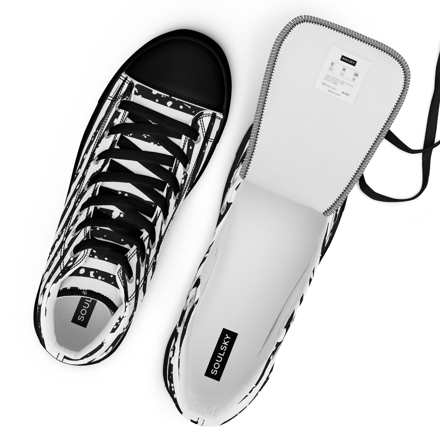 SHINE BRIGHT Women's High Top Canvas Shoes (Black)