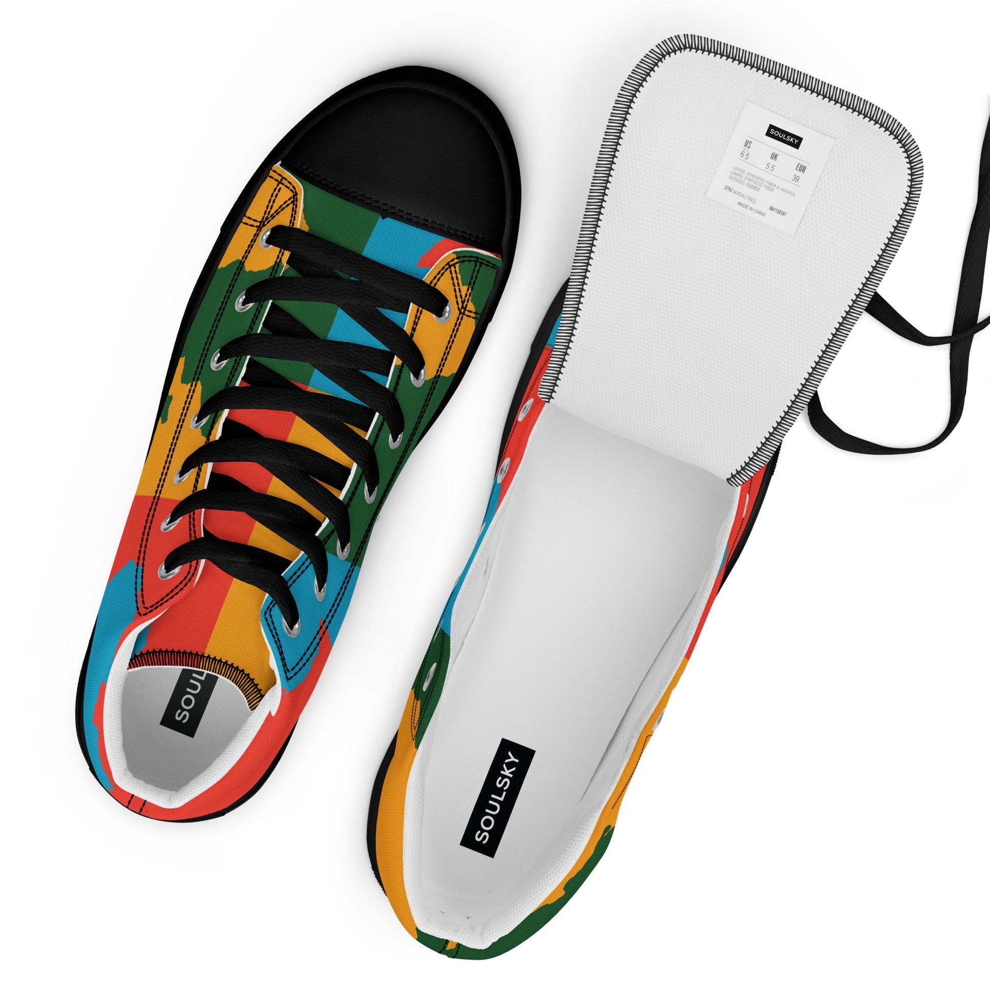 AFRICA WARHOL Women's High Top Canvas Shoes (Bright) - SOULSKY