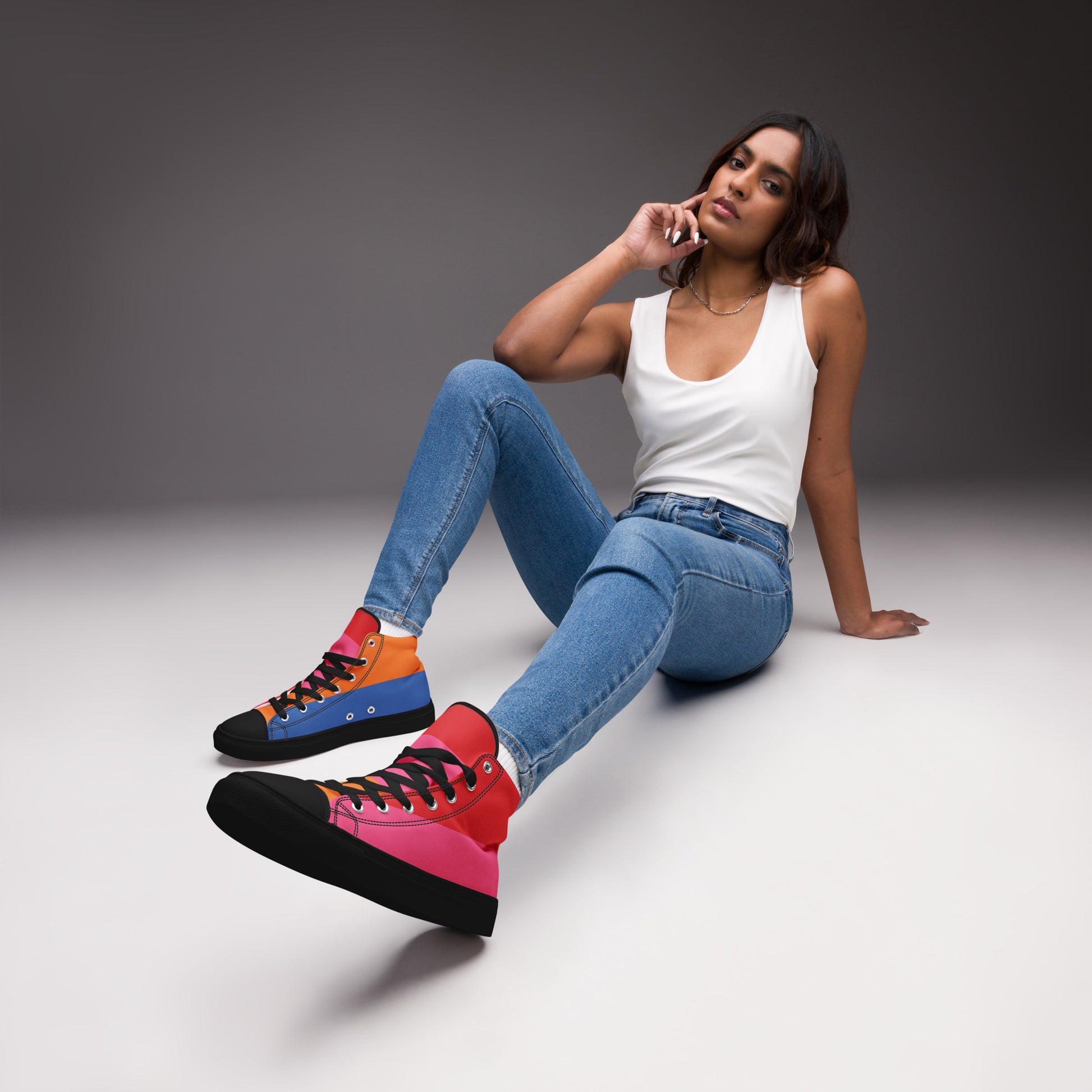 COLORFUL Women's High Top Canvas Shoes (80's Flow) - SOULSKY