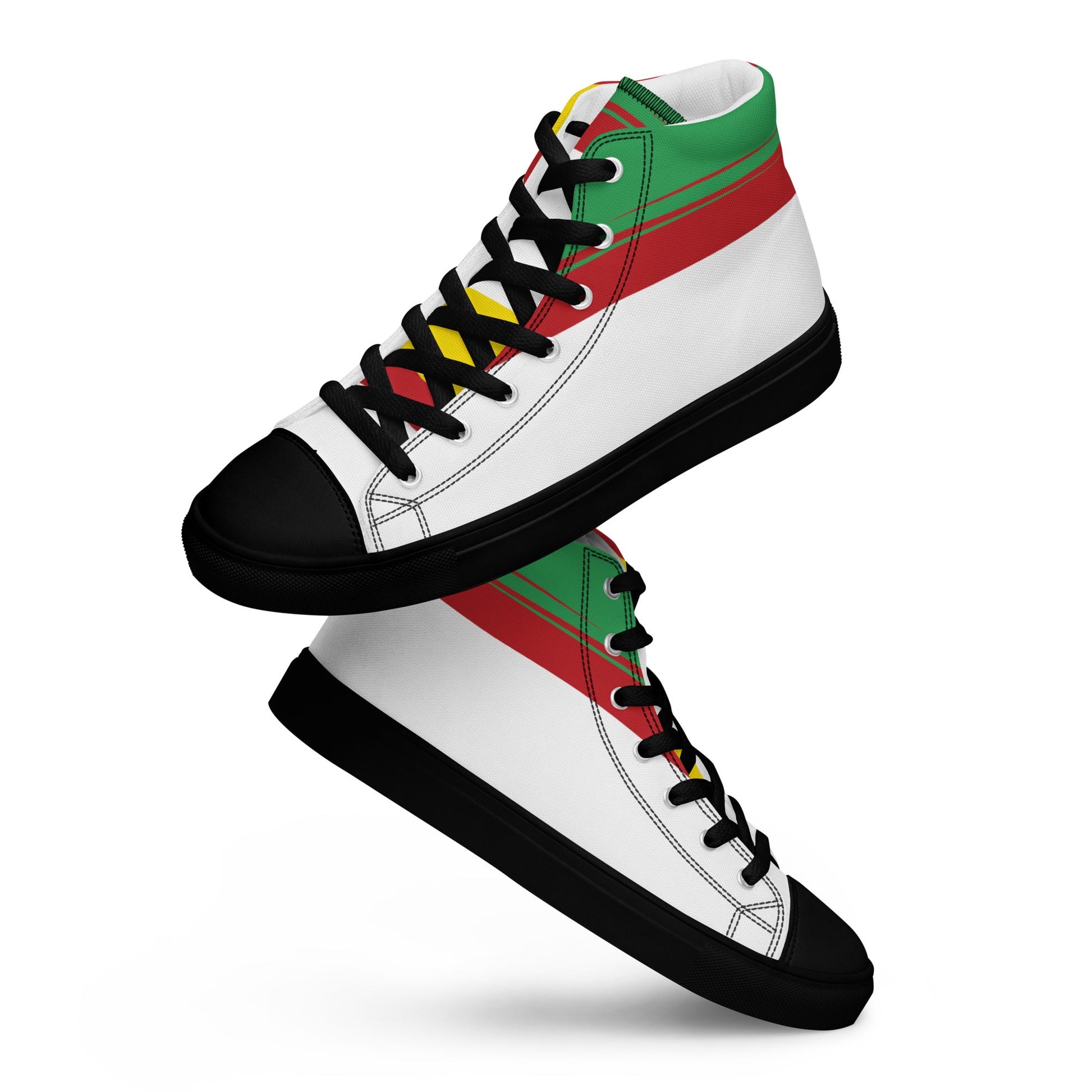 AFRICA STRIPES Women's High Top Canvas Shoes (White) - SOULSKY