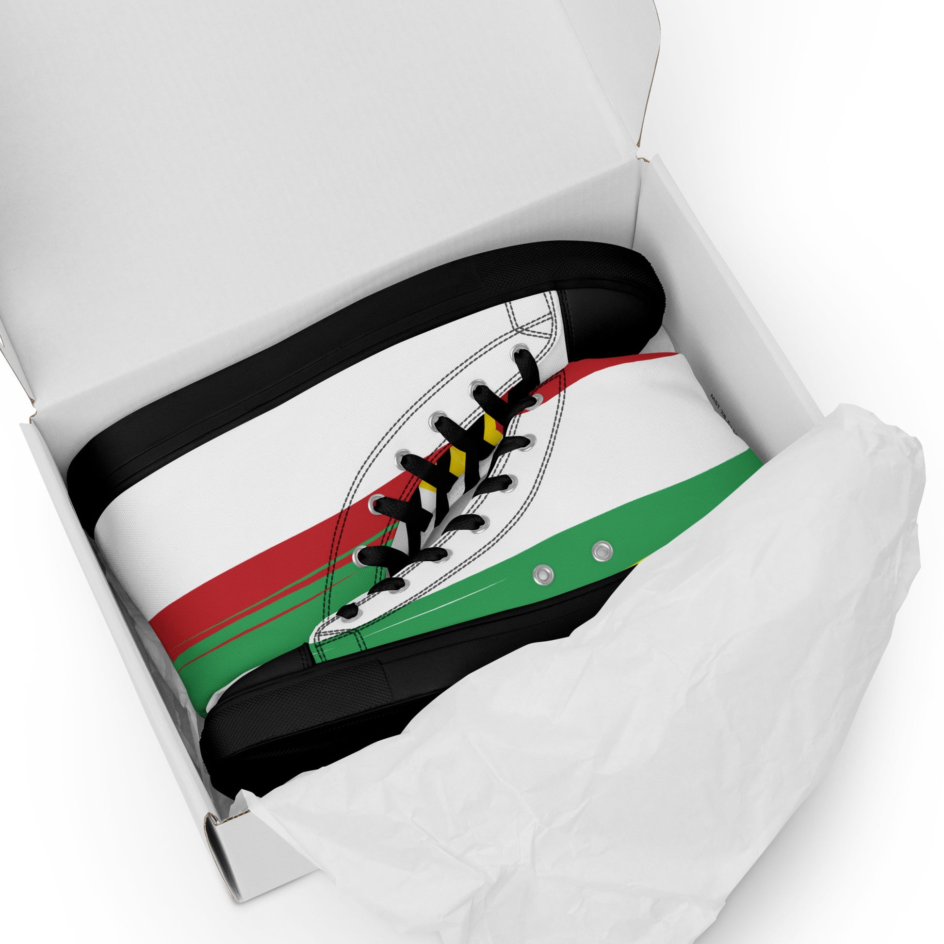 AFRICA STRIPES Women's High Top Canvas Shoes (White) - SOULSKY