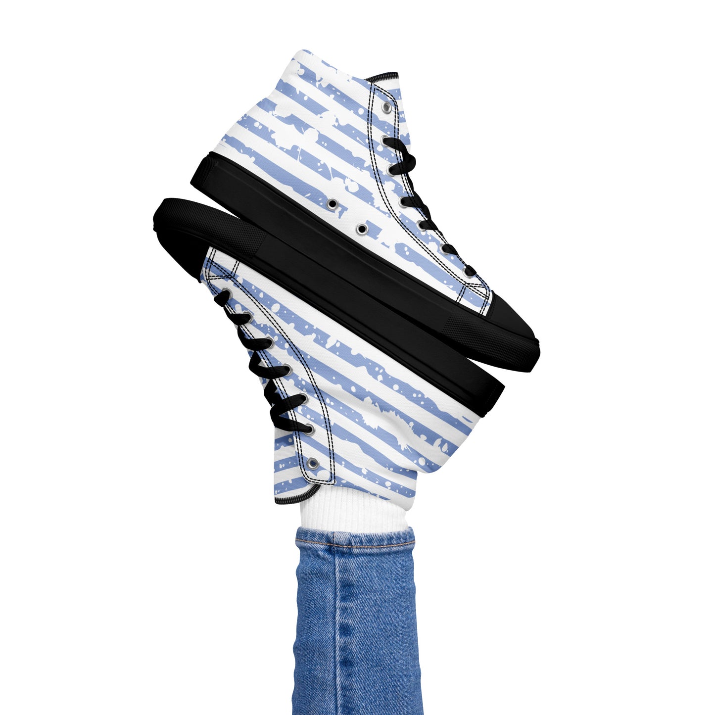 SHINE BRIGHT Women's High Top Canvas Shoes (Light Blue)
