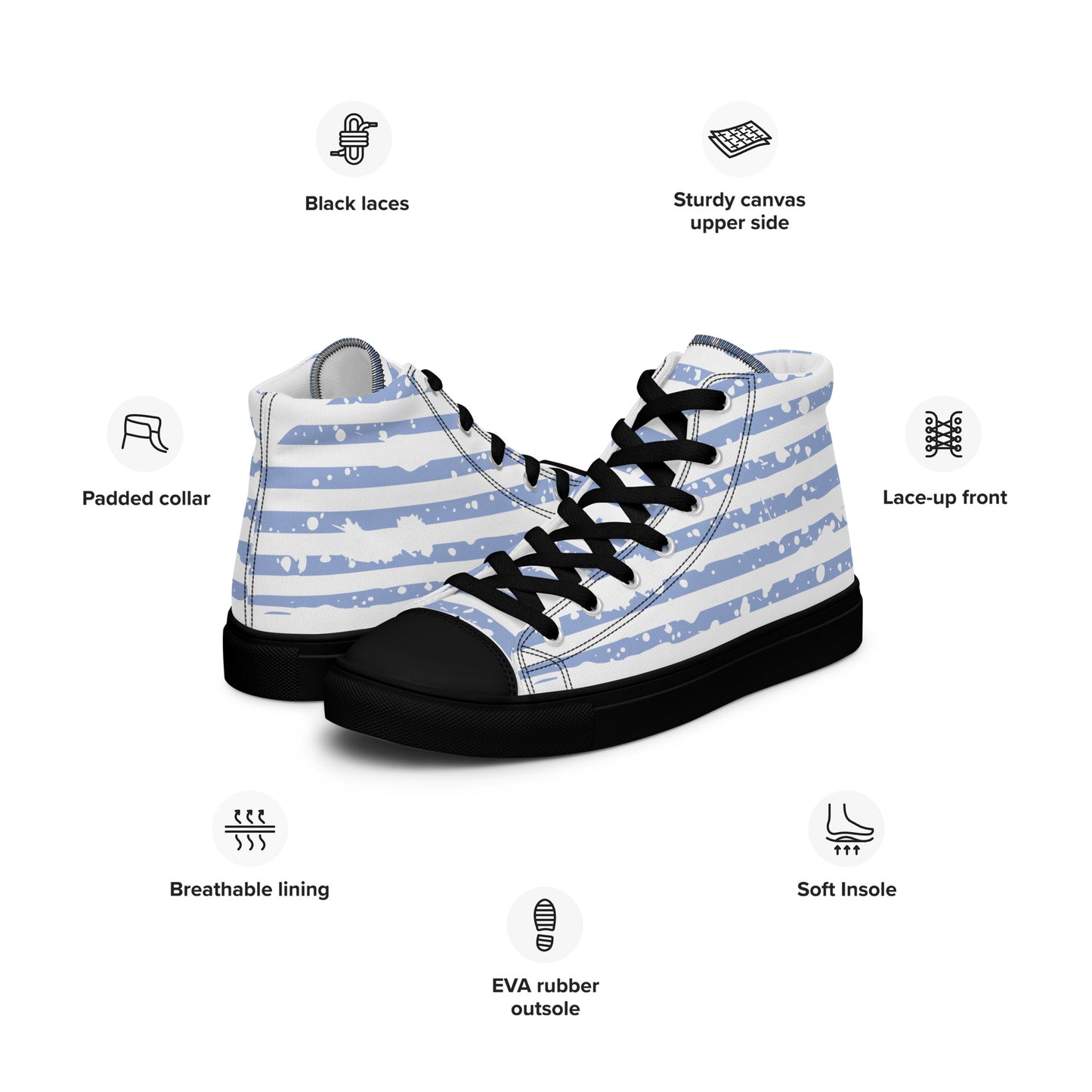 SHINE BRIGHT Women's High Top Canvas Shoes (Light Blue)