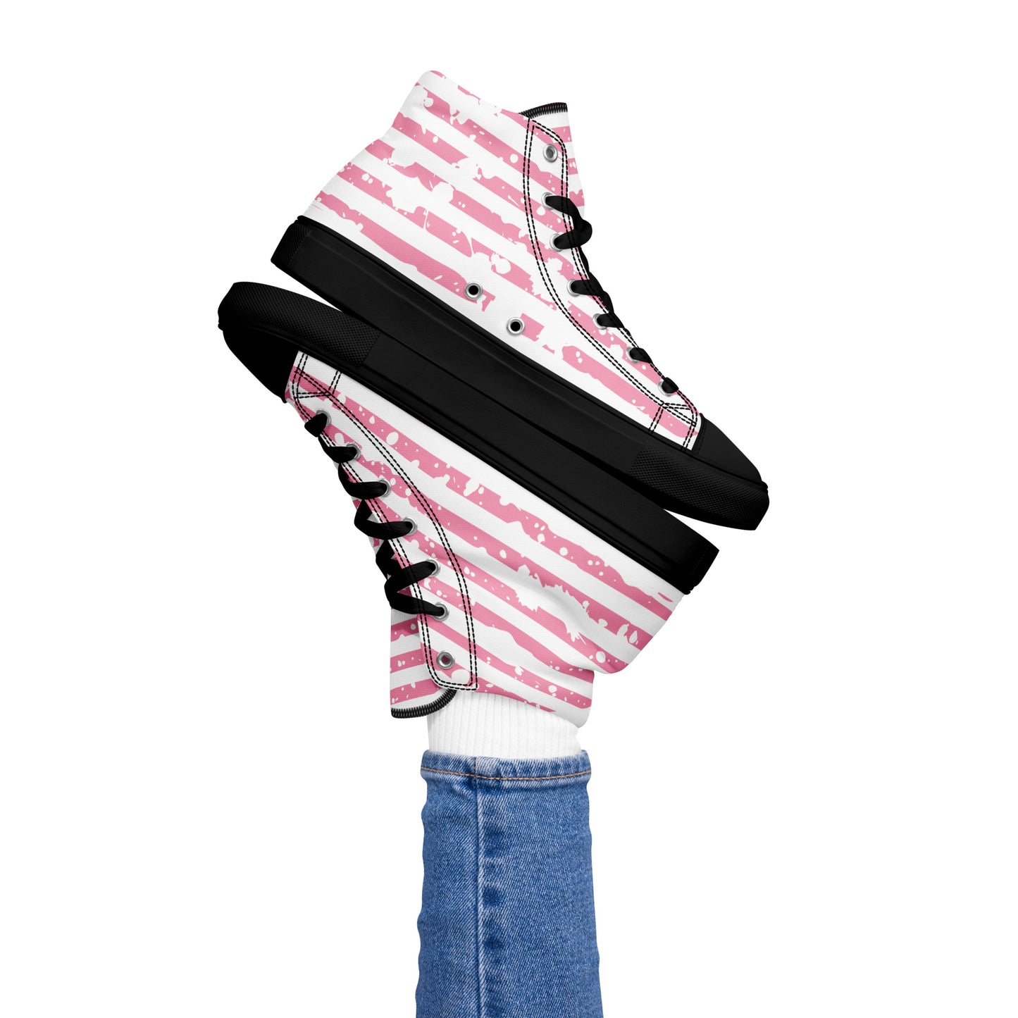 SHINE BRIGHT Women's High Top Canvas Shoes (Pink)