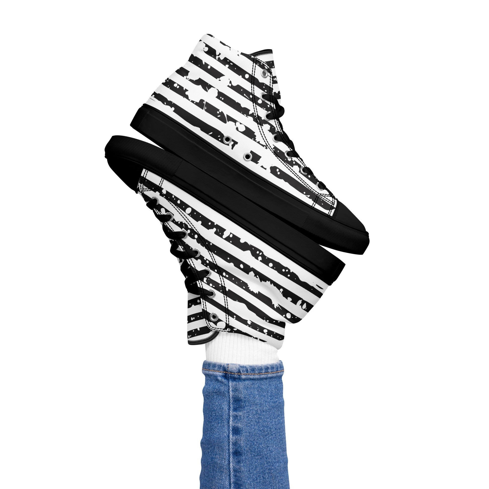 SHINE BRIGHT Women's High Top Canvas Shoes (Black) - SOULSKY
