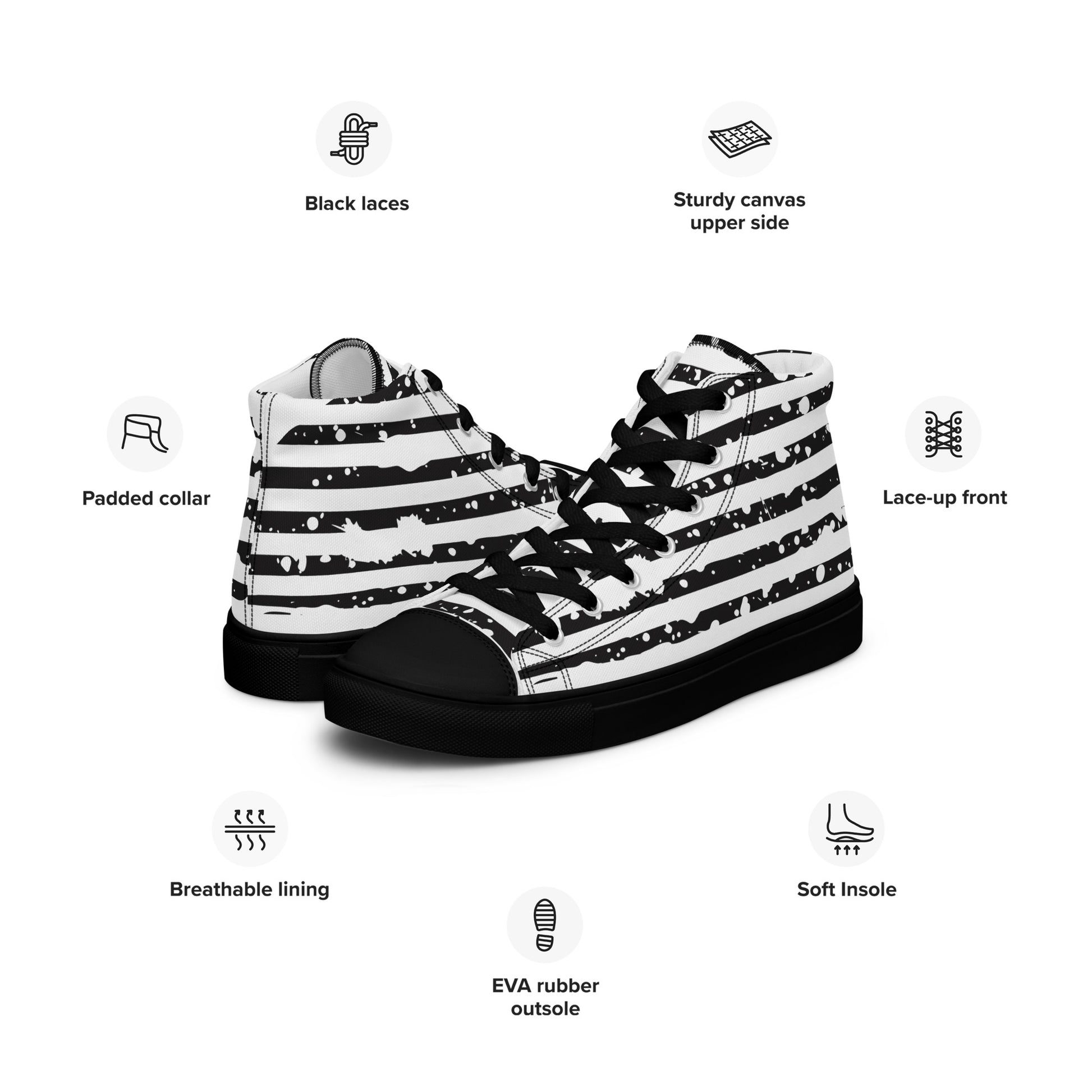SHINE BRIGHT Women's High Top Canvas Shoes (Black) - SOULSKY