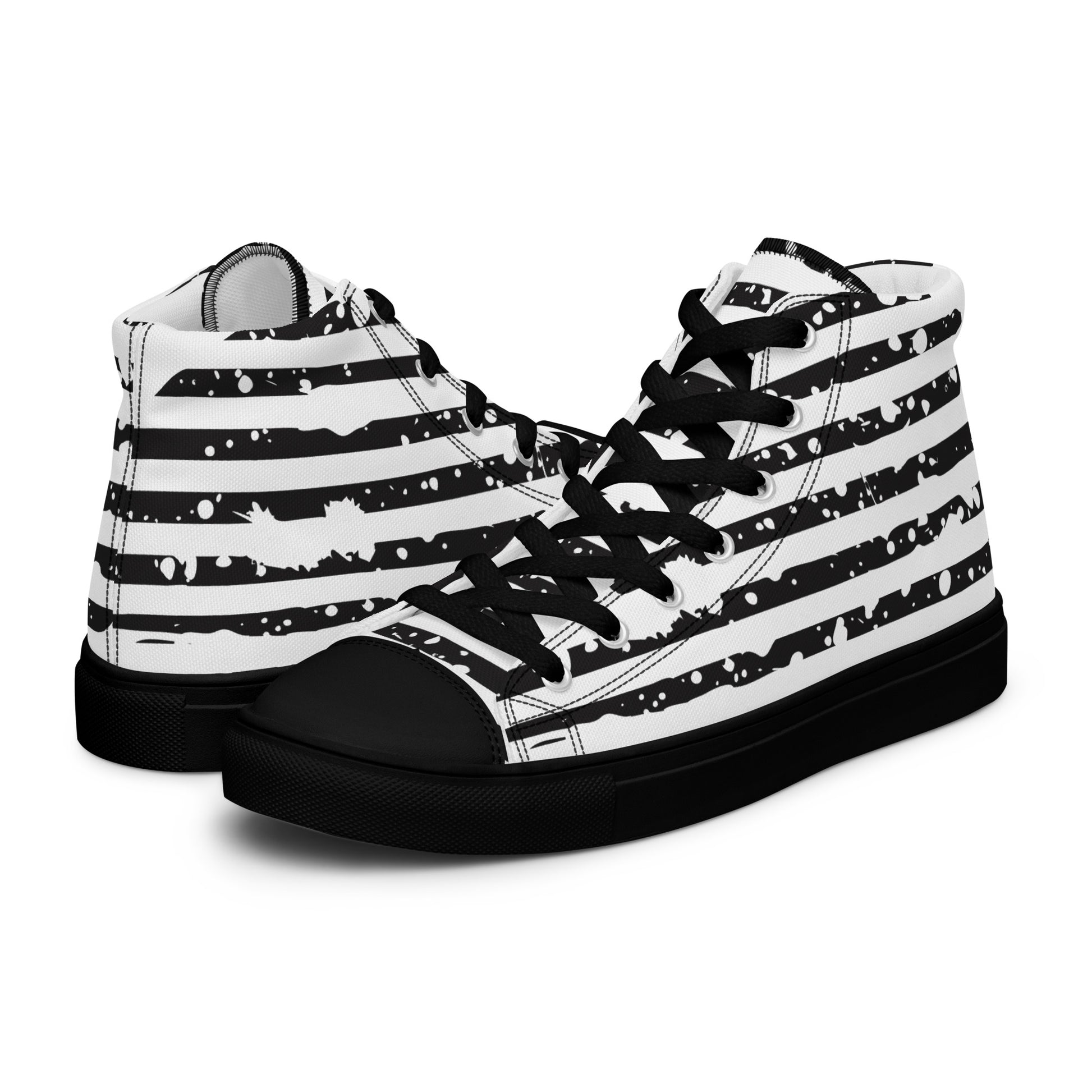SHINE BRIGHT Women's High Top Canvas Shoes (Black) - SOULSKY