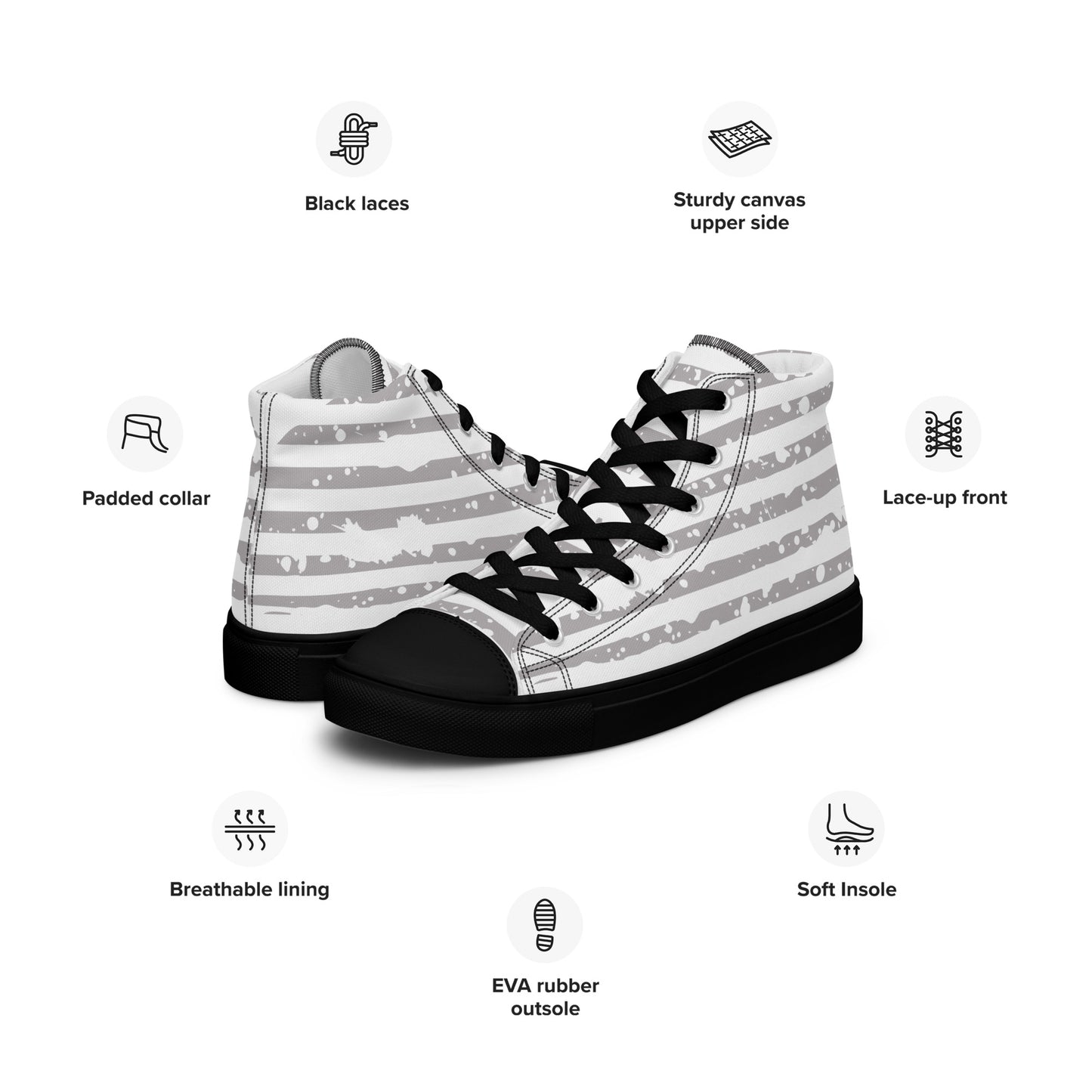 SHINE BRIGHT Women's High Top Canvas Shoes (Gray)