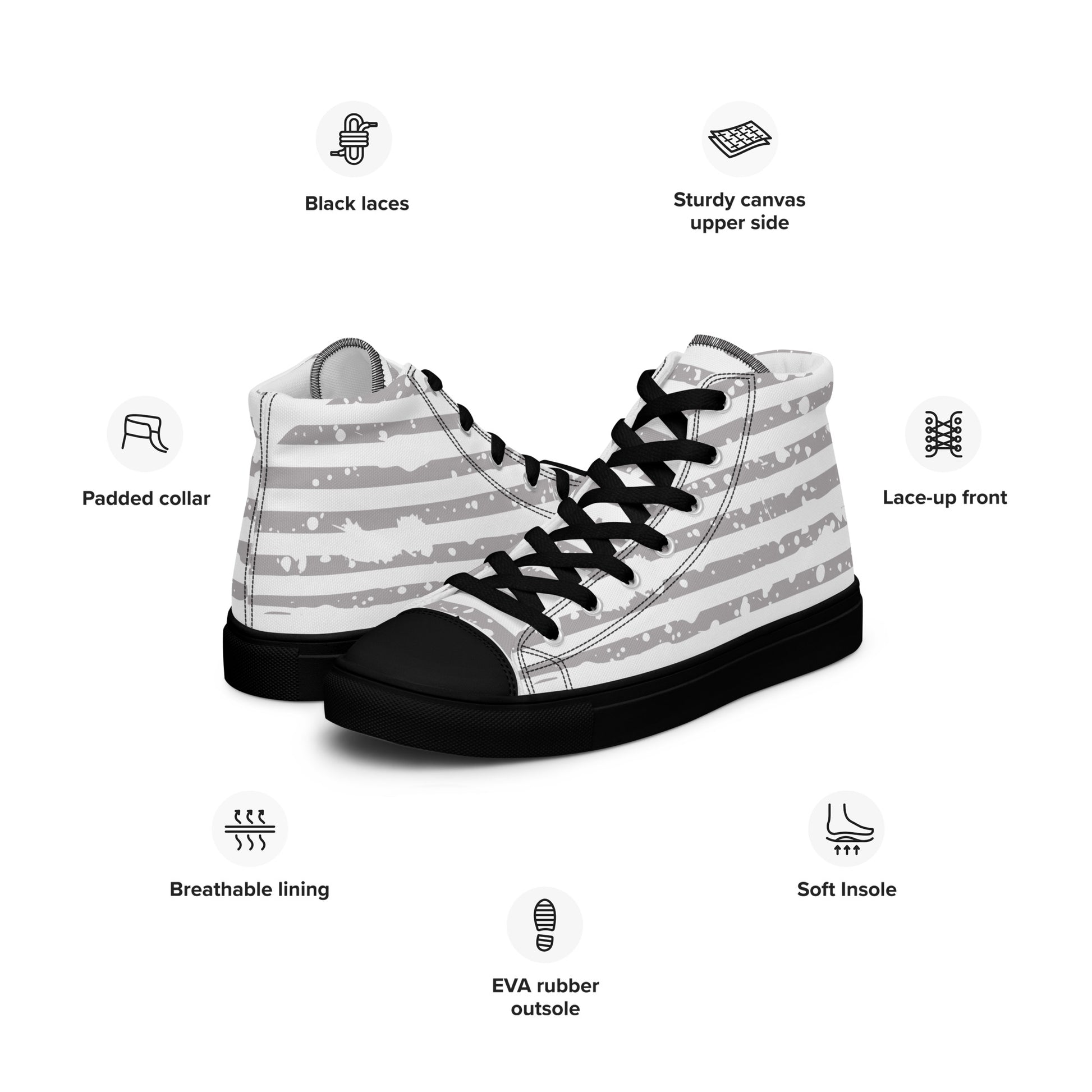 SHINE BRIGHT Women's High Top Canvas Shoes (Gray) - SOULSKY