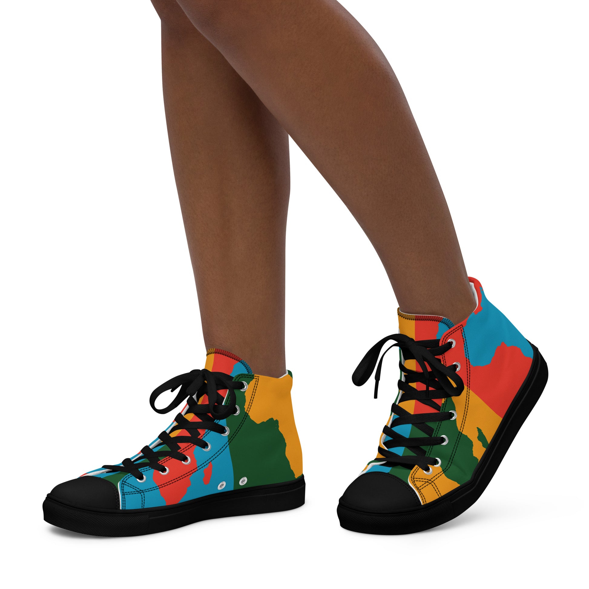 AFRICA WARHOL Women's High Top Canvas Shoes (Bright) - SOULSKY