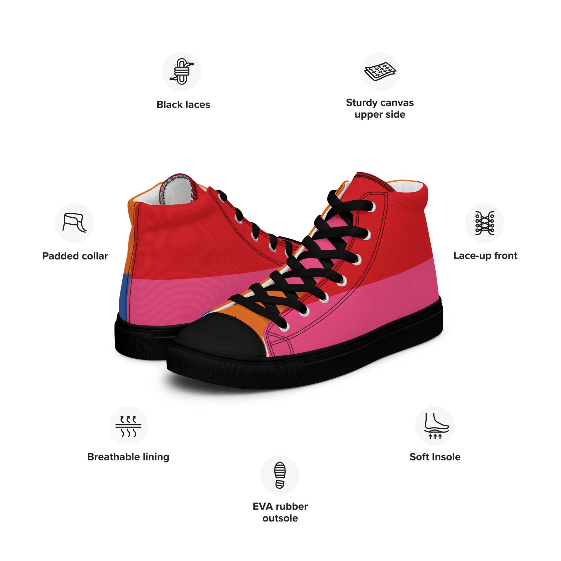 COLORFUL Women's High Top Canvas Shoes (80's Flow) - SOULSKY