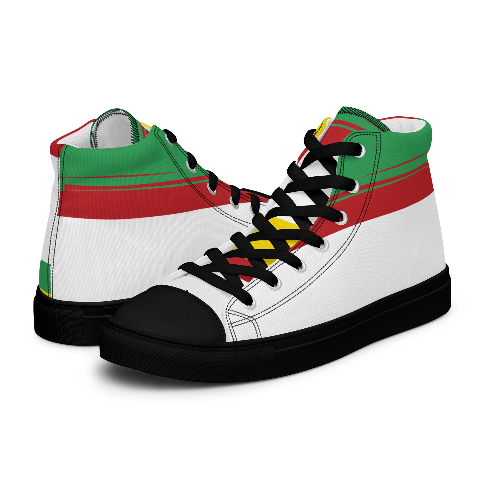 AFRICA STRIPES Women's High Top Canvas Shoes (White) - SOULSKY