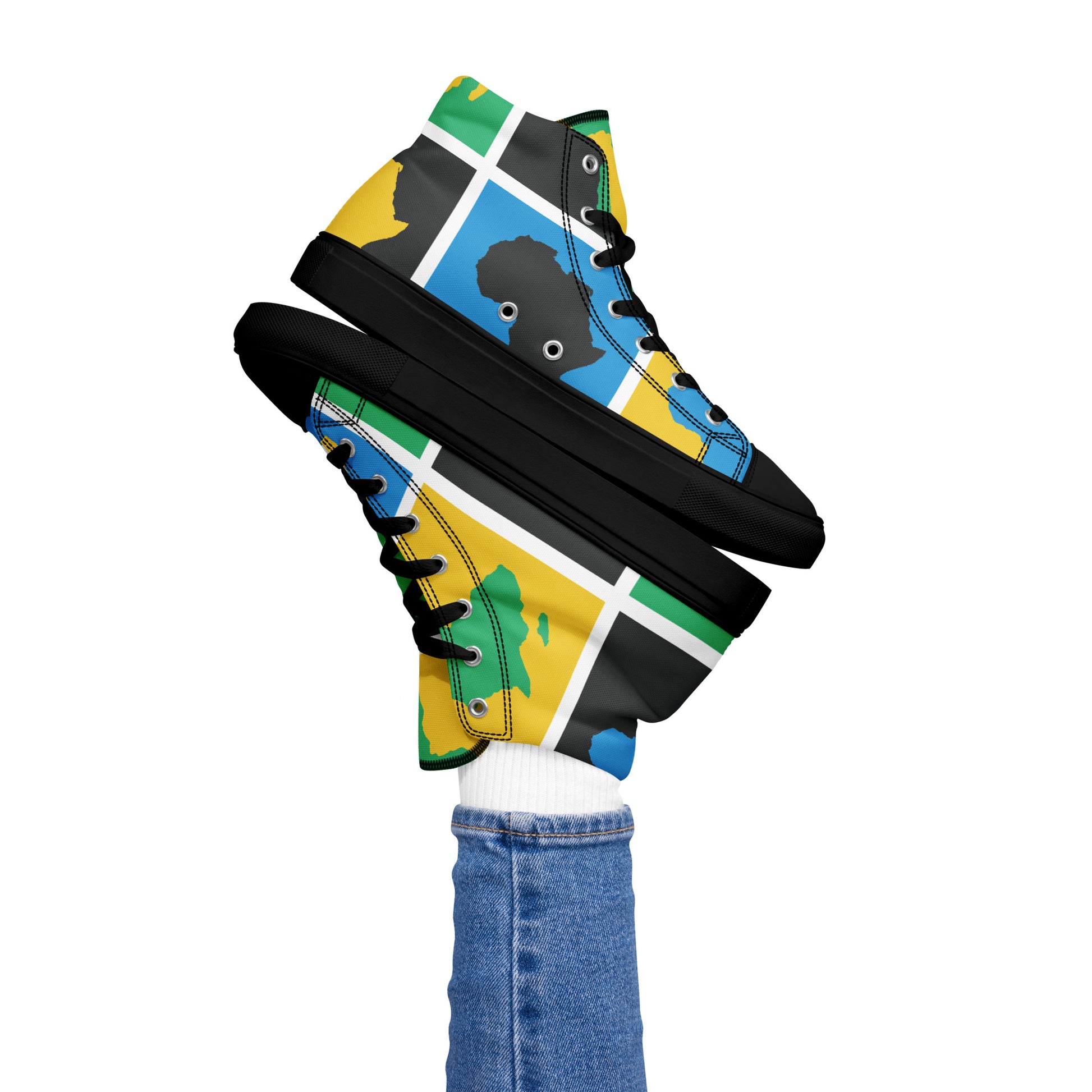 AFRICA WARHOL Women’s High Top Canvas Shoes (Yellow, Green, Turquoise) - SOULSKY