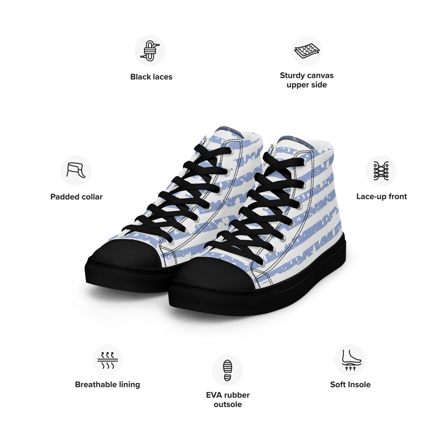SHINE BRIGHT Women's High Top Canvas Shoes (Light Blue)