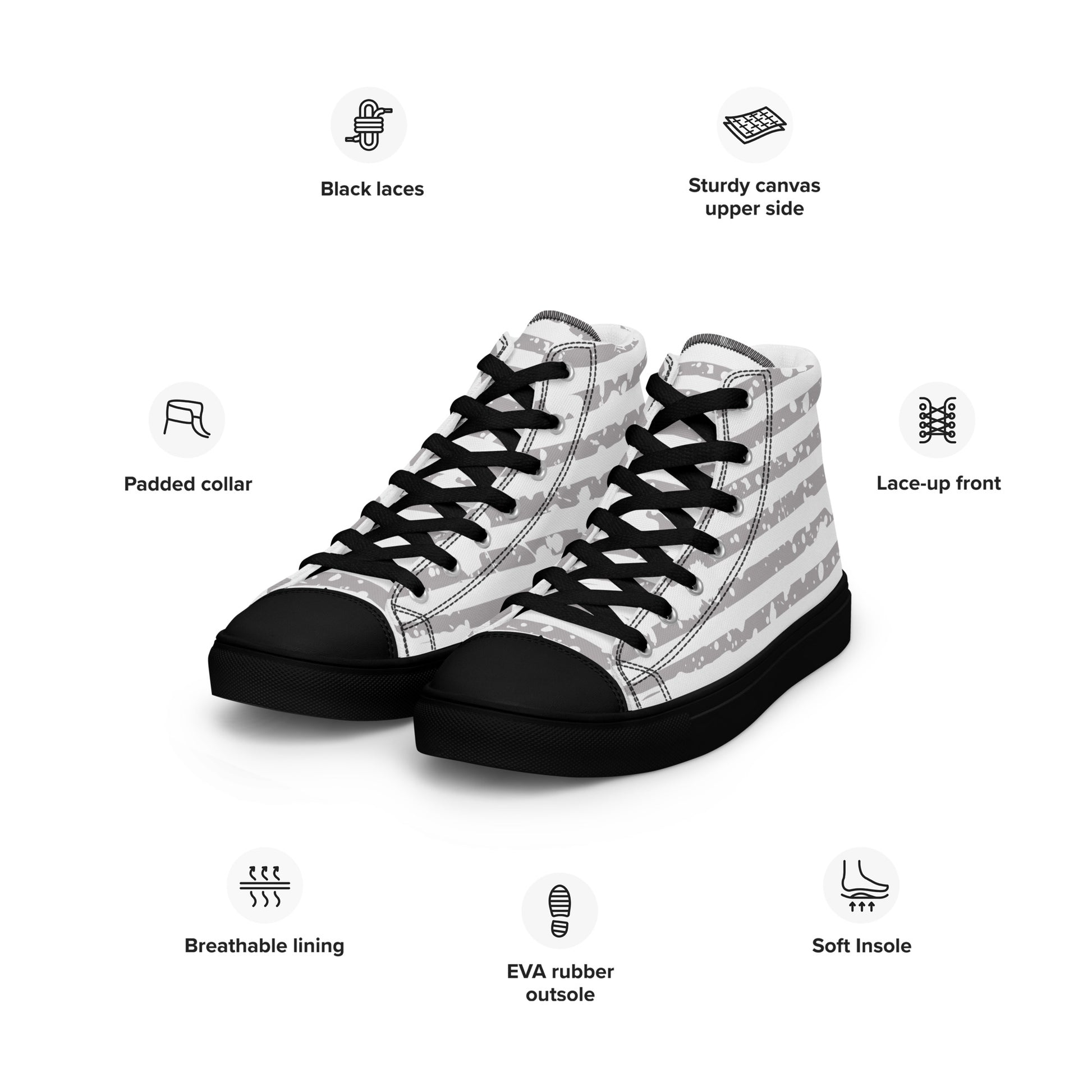 SHINE BRIGHT Women's High Top Canvas Shoes (Gray) - SOULSKY
