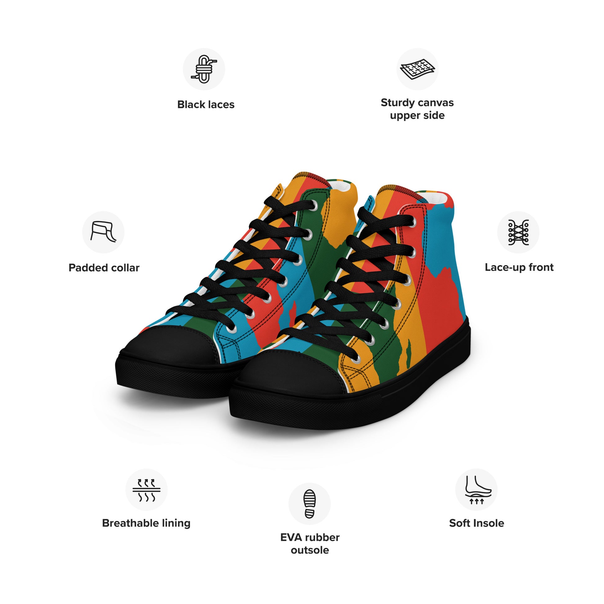AFRICA WARHOL Women's High Top Canvas Shoes (Bright) - SOULSKY