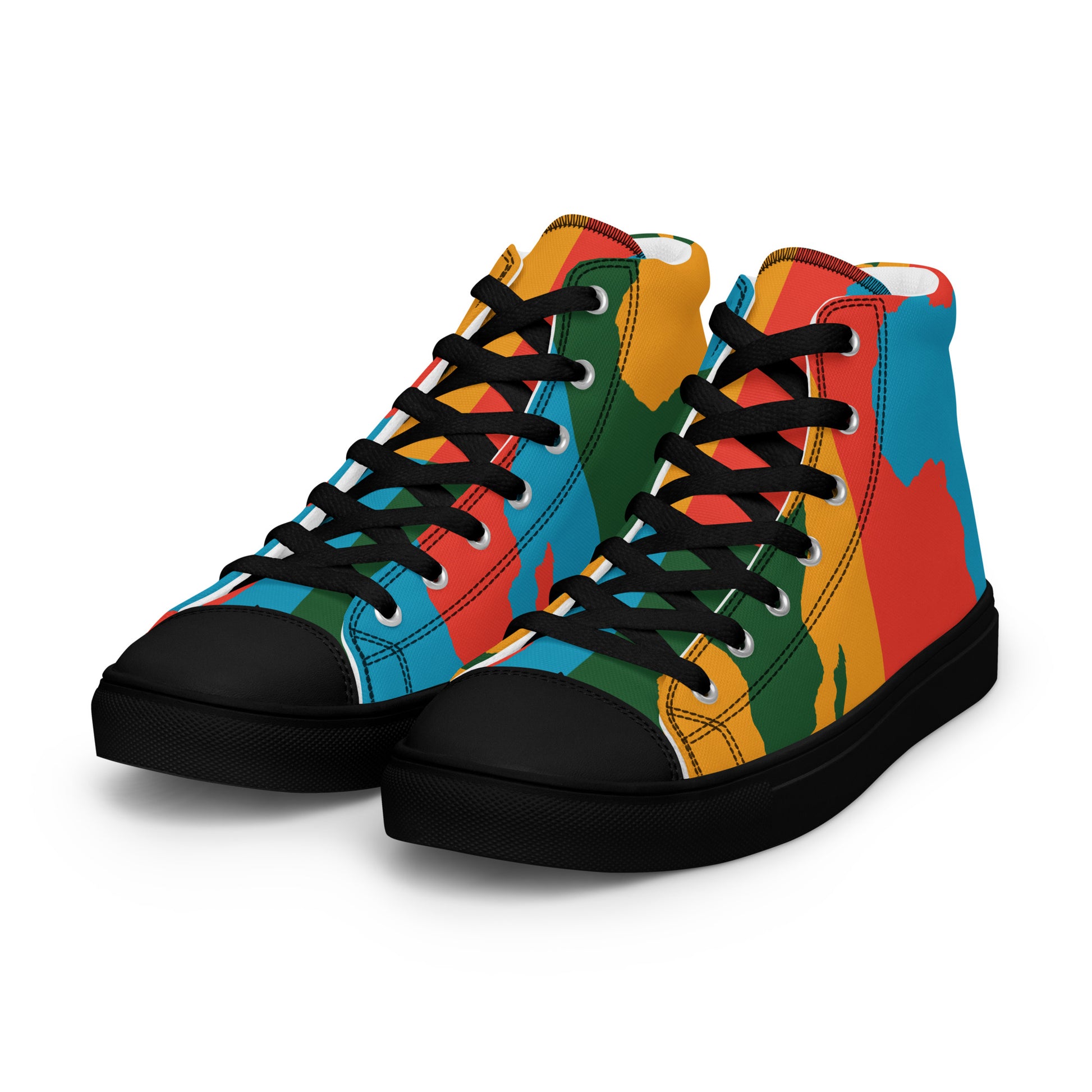 AFRICA WARHOL Women's High Top Canvas Shoes (Bright) - SOULSKY