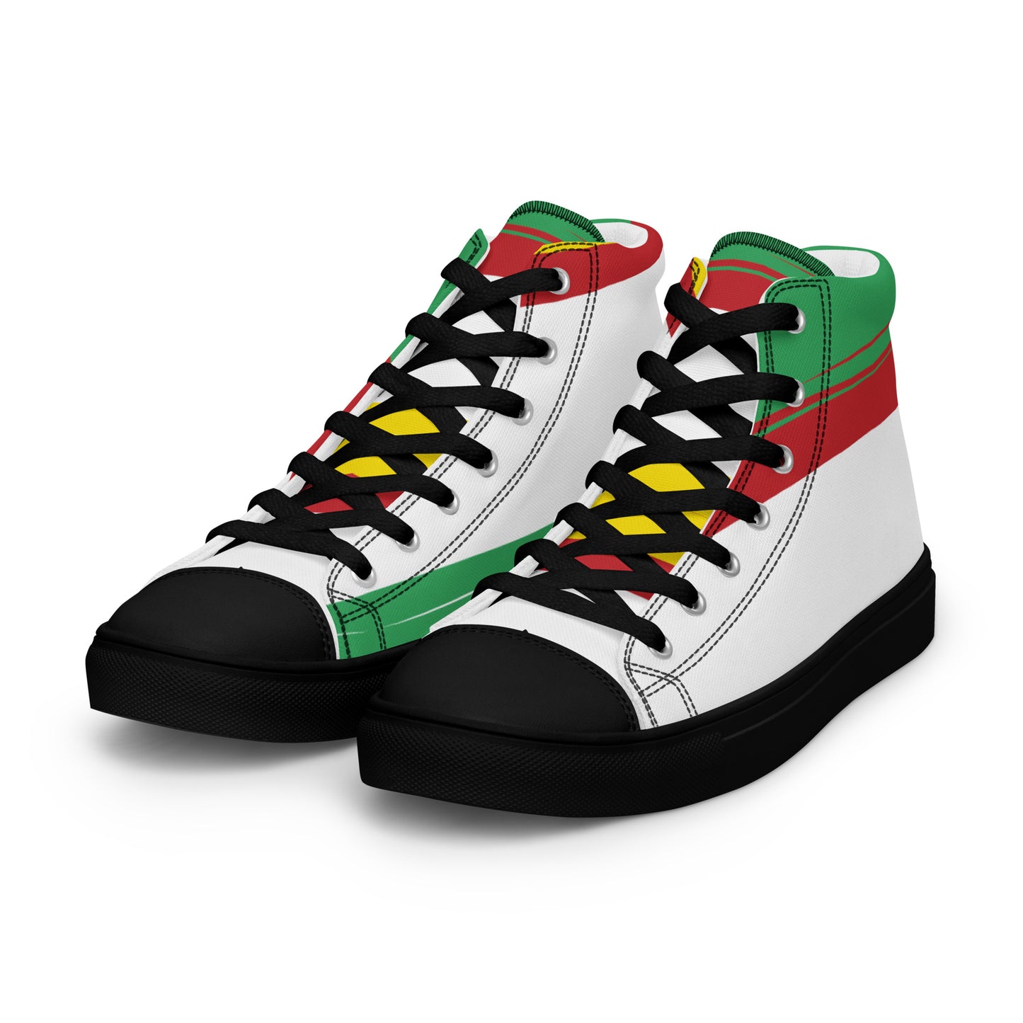 AFRICA STRIPES Women's High Top Canvas Shoes (White)