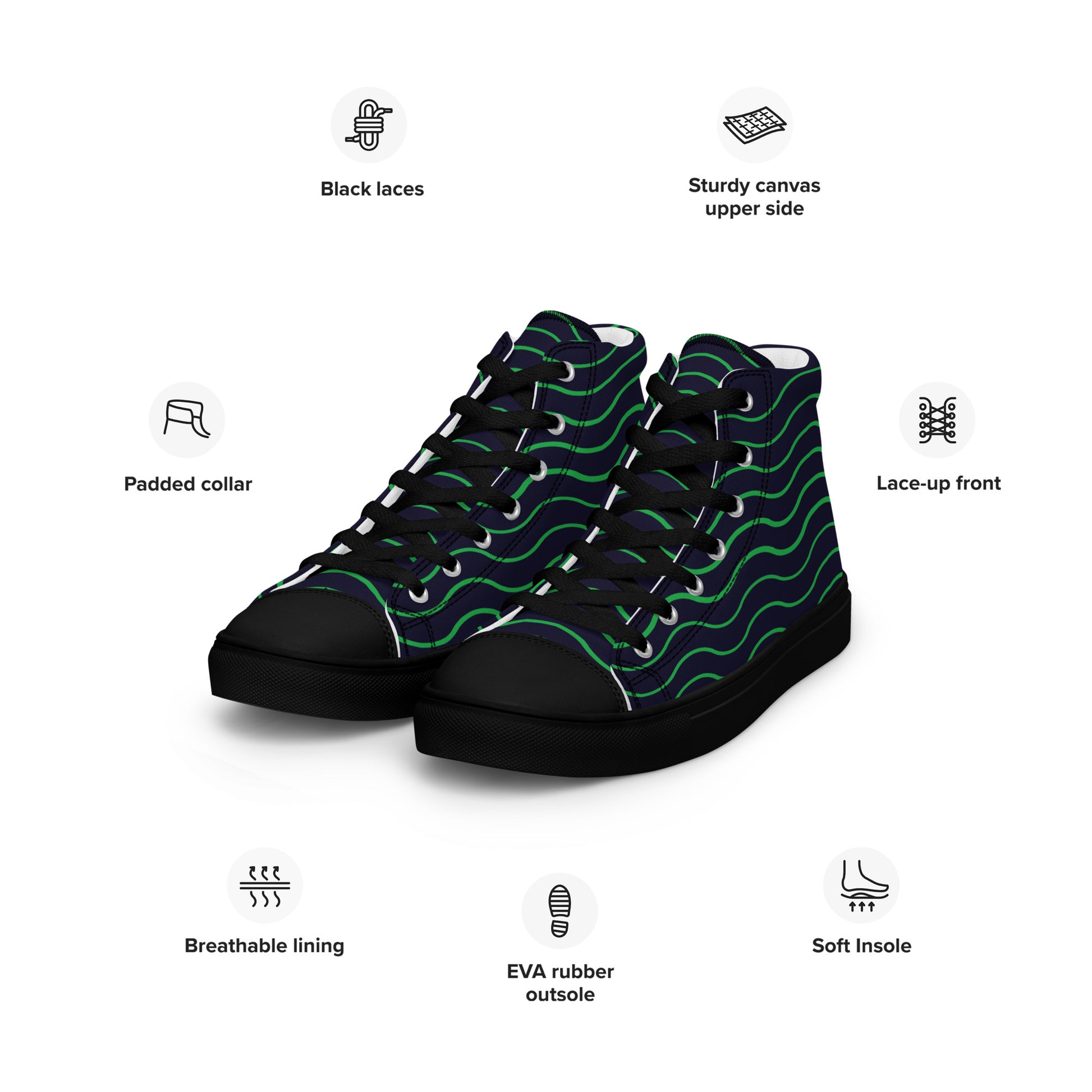 BE LIKE WATER Women's High Top Canvas Shoes - SOULSKY