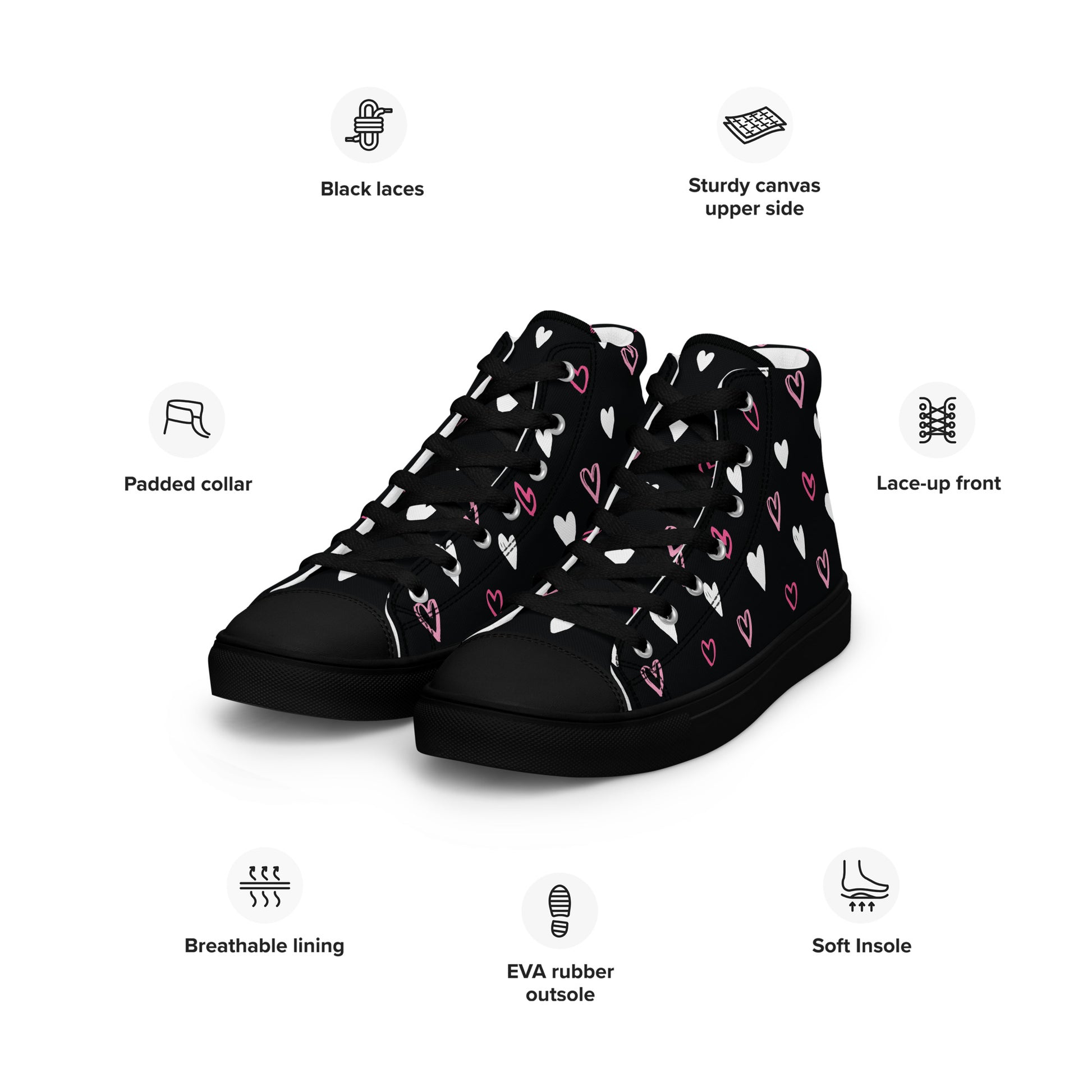 BE MY VALENTINE Women’s High Top Canvas Shoes - SOULSKY
