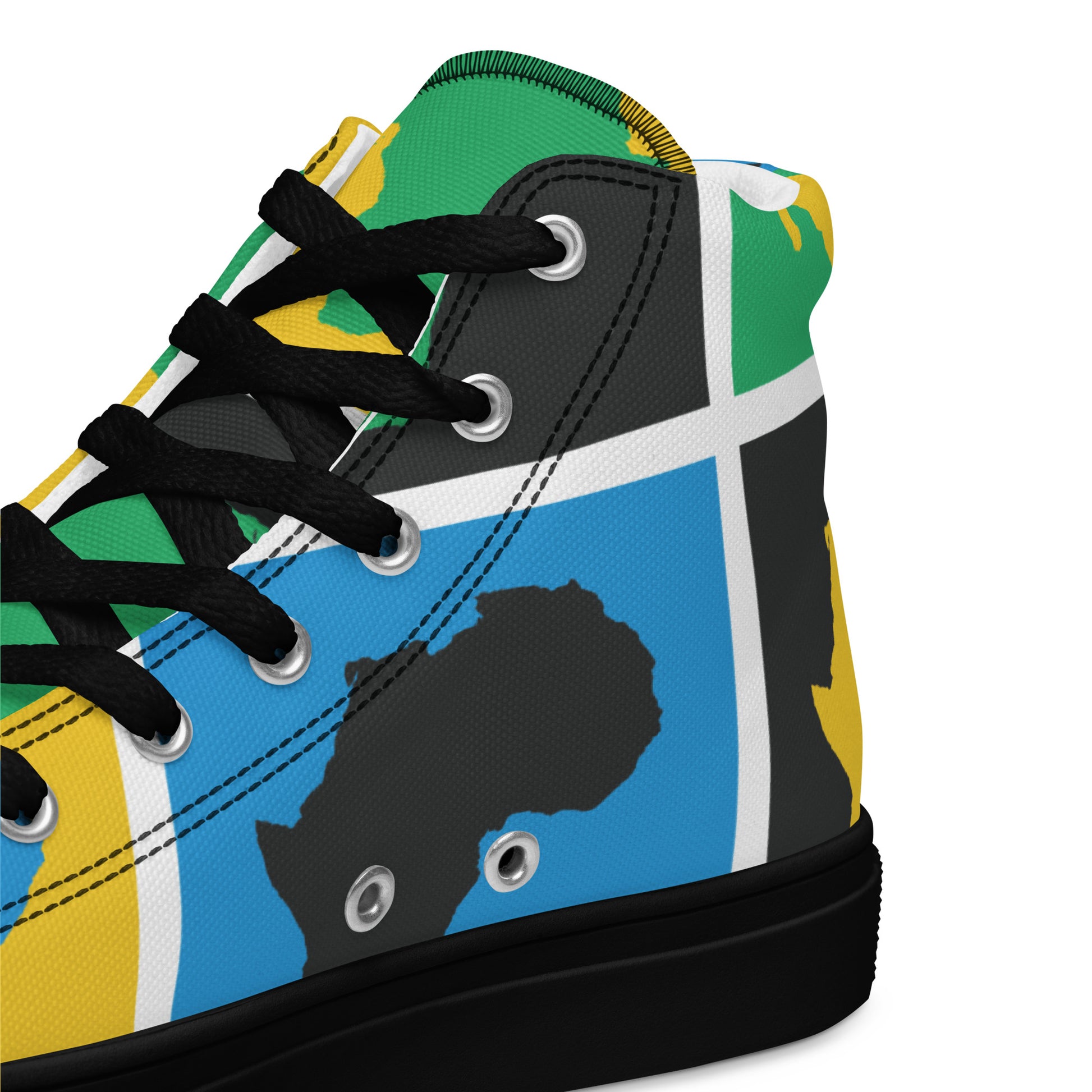 AFRICA WARHOL Women’s High Top Canvas Shoes (Yellow, Green, Turquoise) - SOULSKY