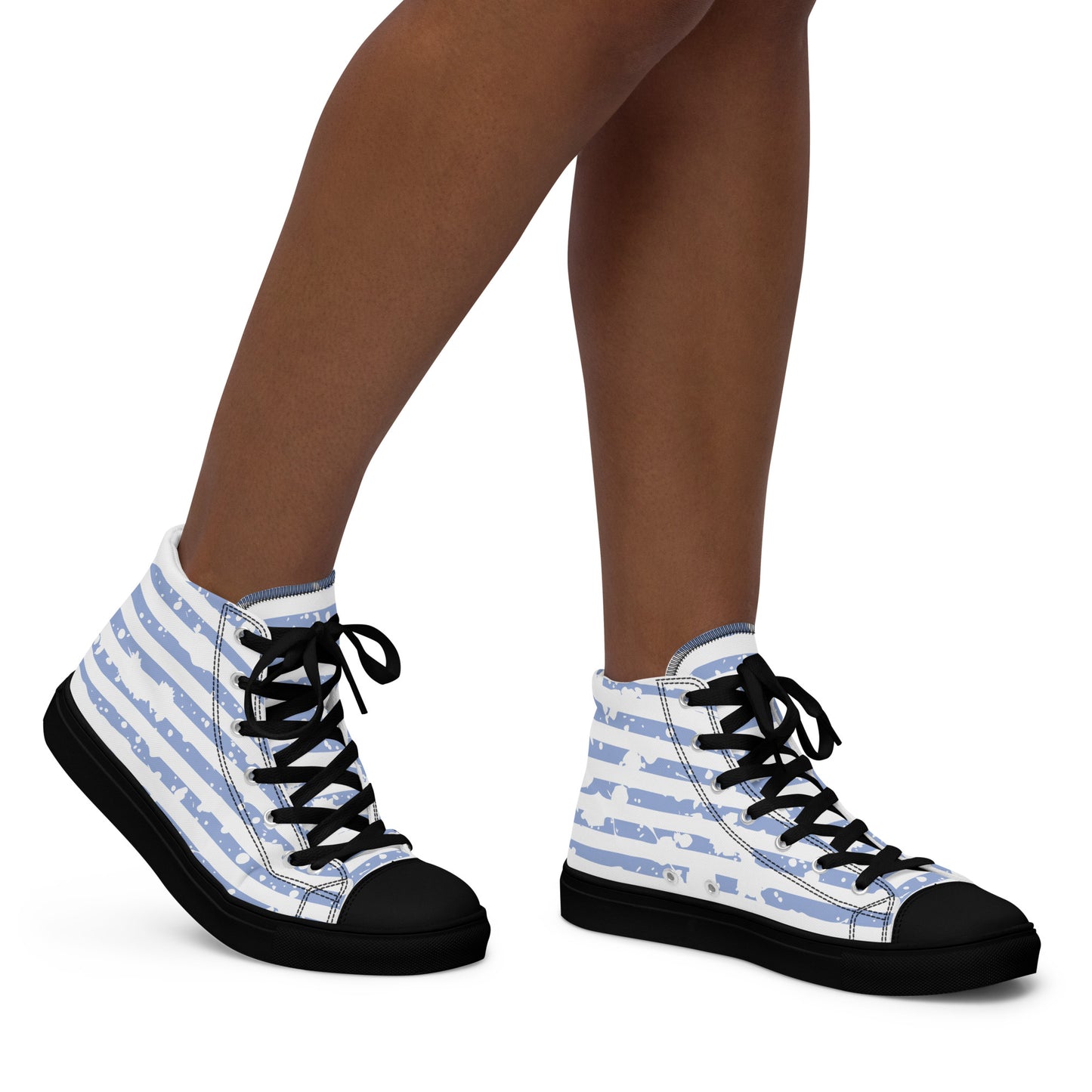 SHINE BRIGHT Women's High Top Canvas Shoes (Light Blue)