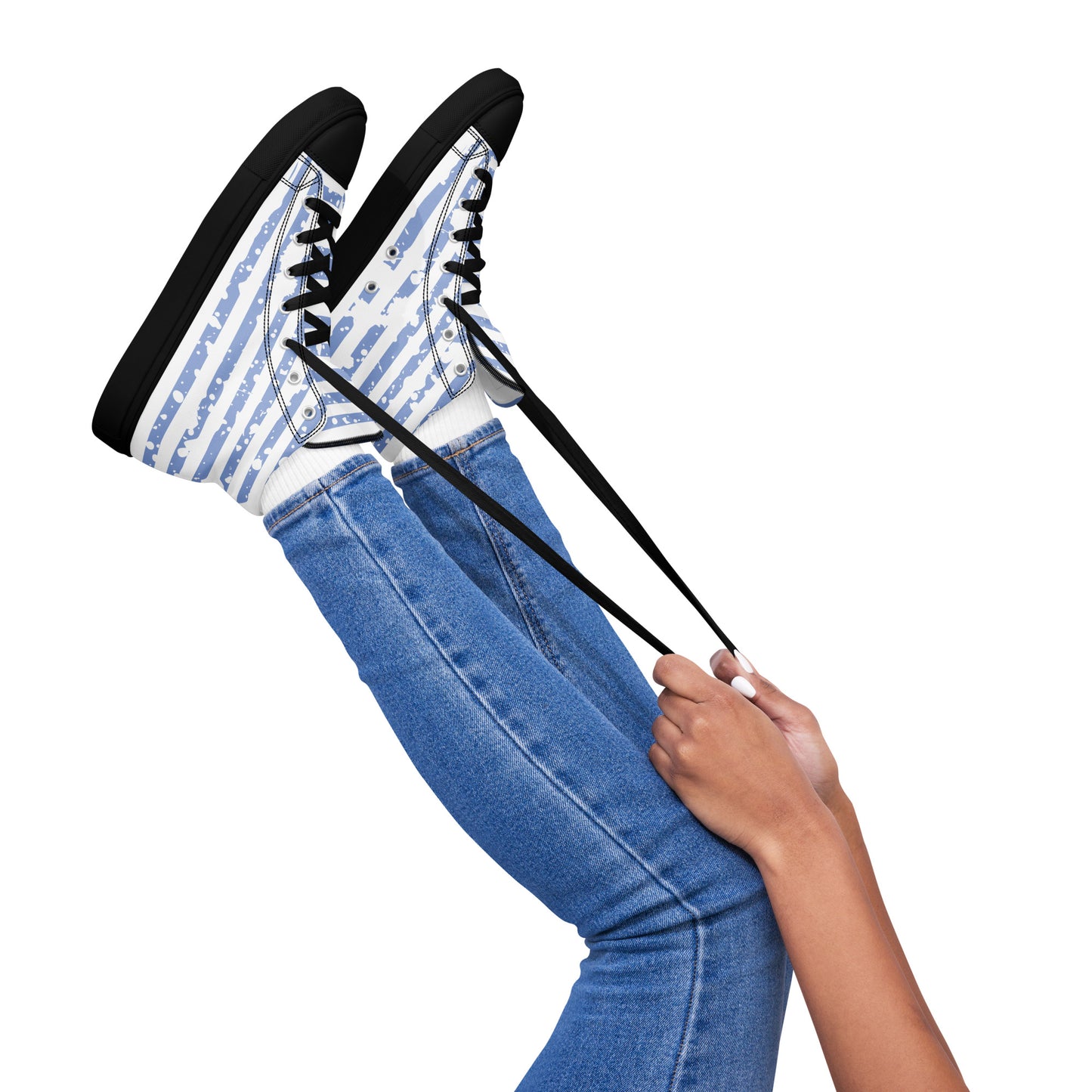 SHINE BRIGHT Women's High Top Canvas Shoes (Light Blue)