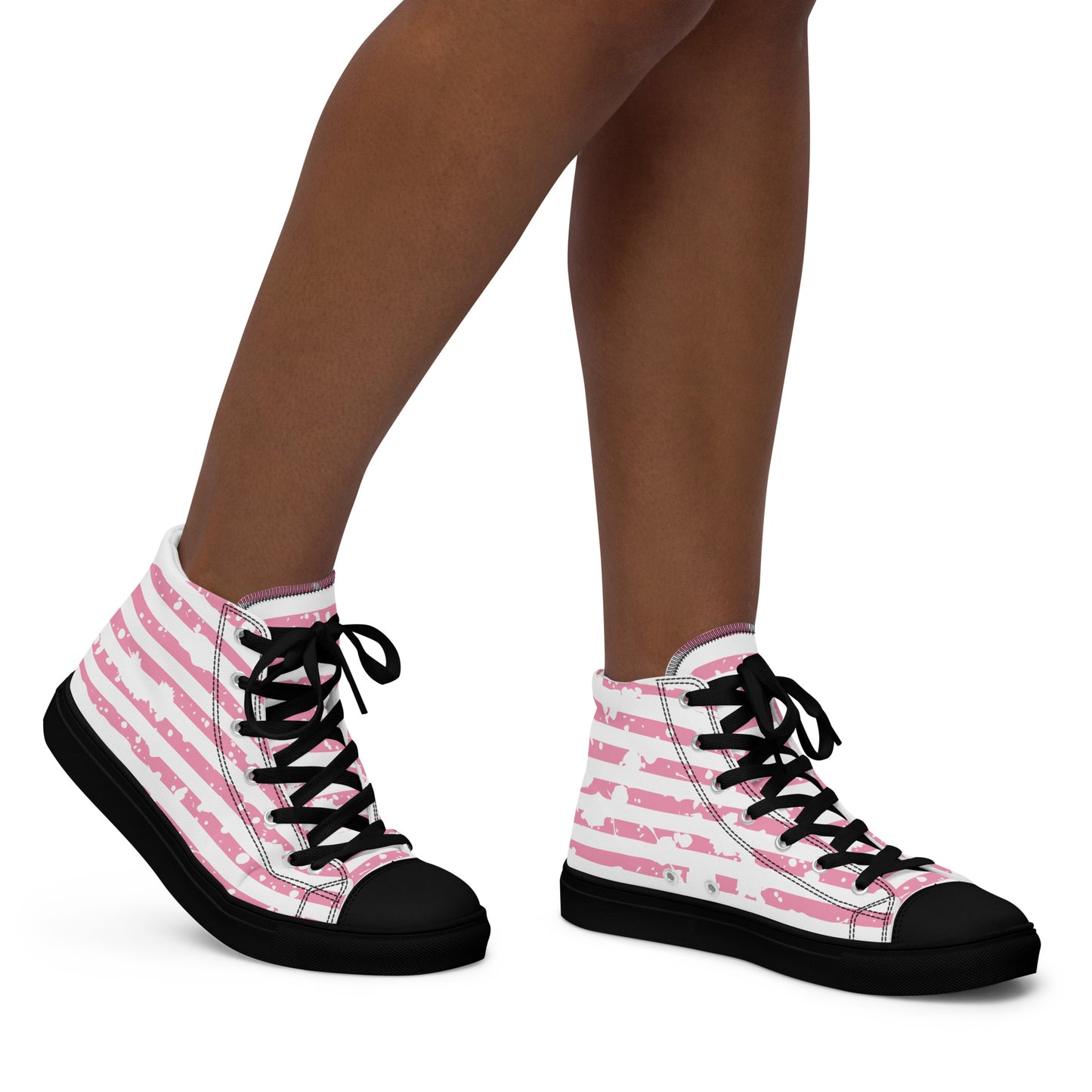 SHINE BRIGHT Women's High Top Canvas Shoes (Pink)