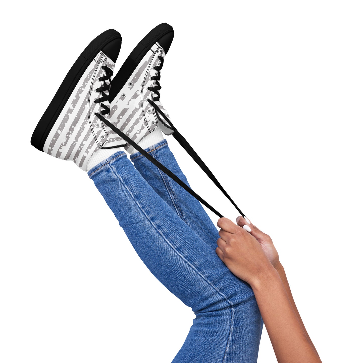 SHINE BRIGHT Women's High Top Canvas Shoes (Gray)