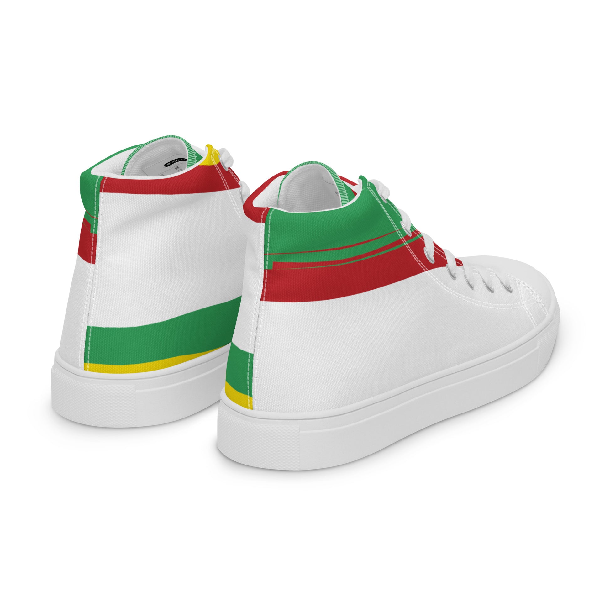 AFRICA STRIPES Women's High Top Canvas Shoes (White) - SOULSKY