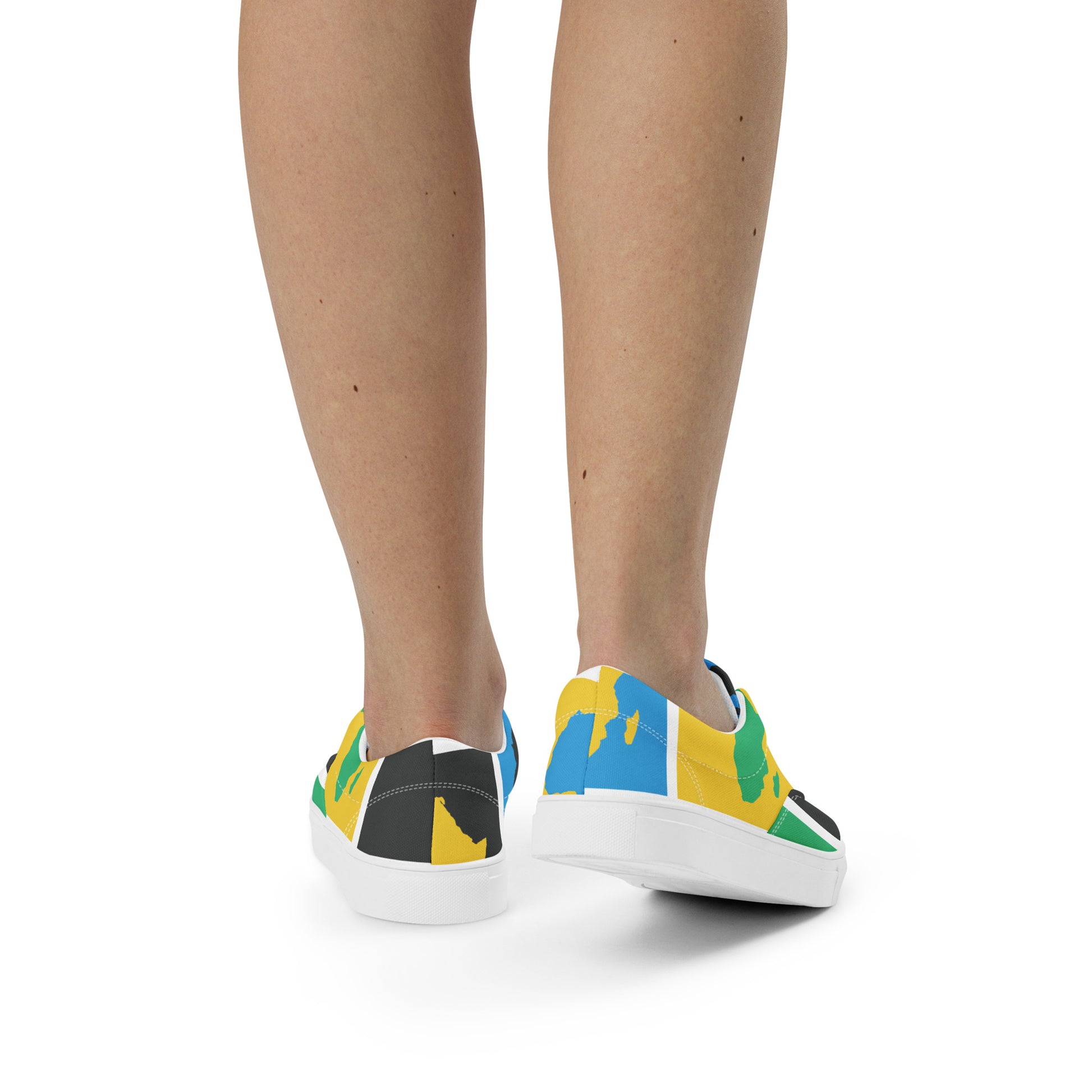 AFRICA WARHOL Women’s Lace-Up Canvas Shoes (Green, Yellow, Turquoise) - SOULSKY