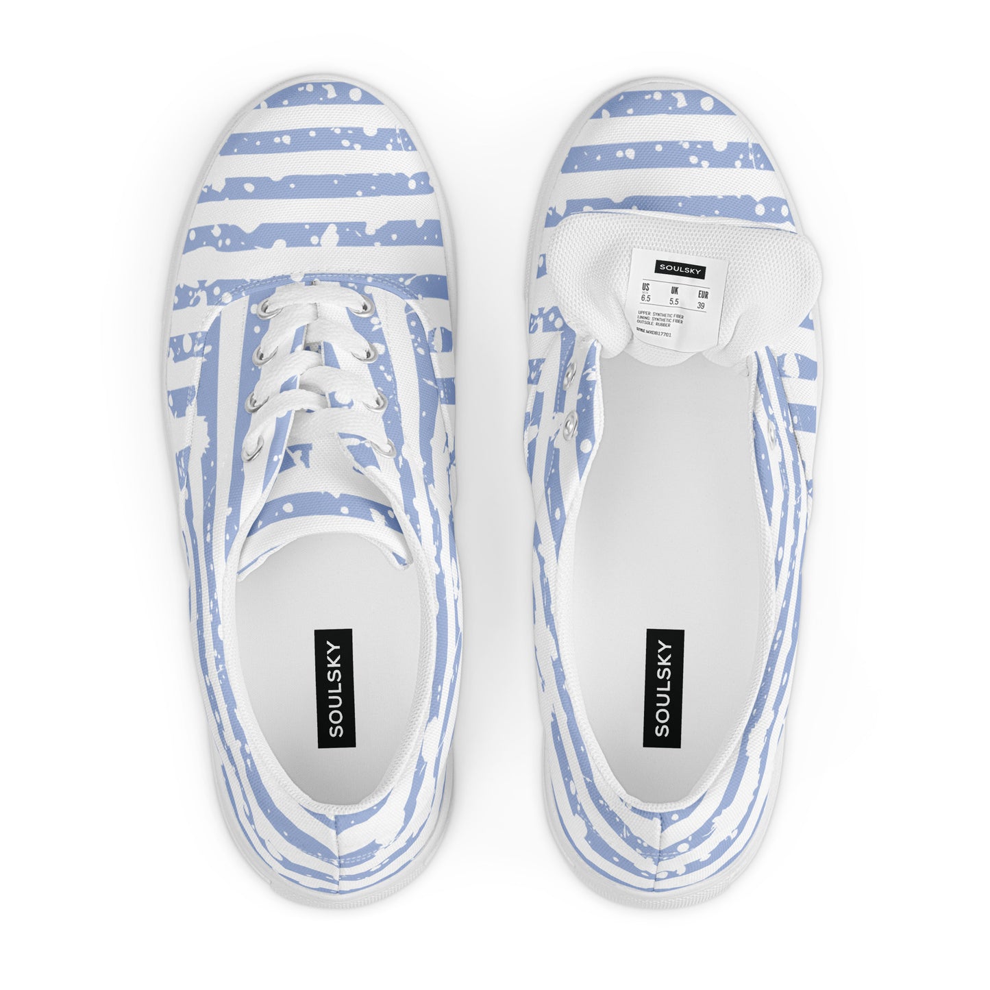 SHINE BRIGHT Women’s Lace-Up Canvas Shoes (Light Blue)