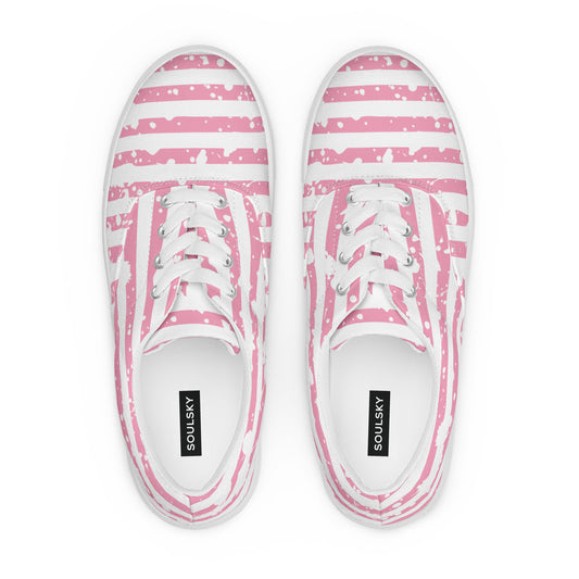 SHINE BRIGHT Women’s Lace-Up Canvas Shoes (Pink) - SOULSKY
