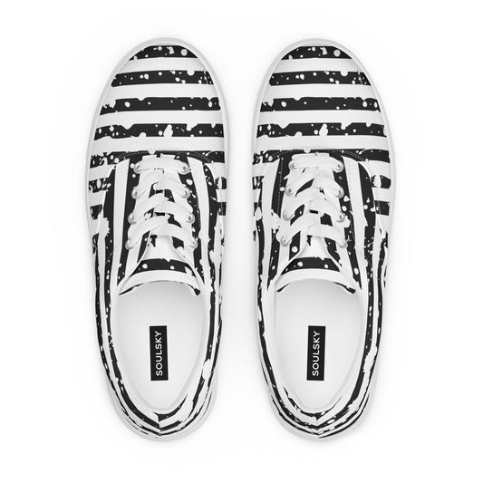 SHINE BRIGHT Women’s Lace-Up Canvas Shoes (Black) - SOULSKY