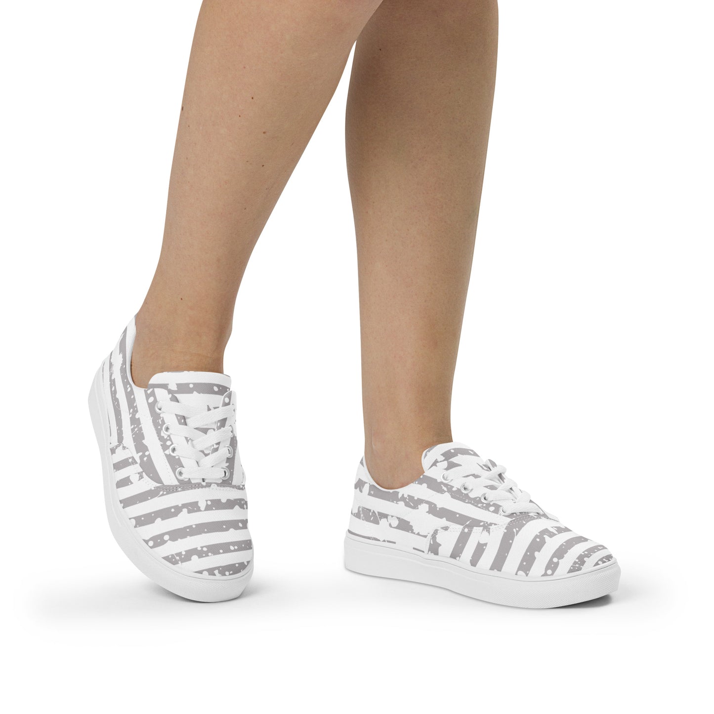 SHINE BRIGHT Women’s Lace-Up Canvas Shoes (Light Gray)
