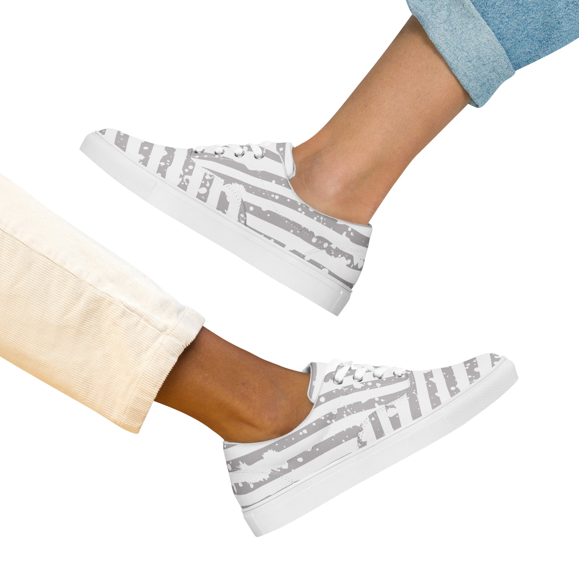 SHINE BRIGHT Women’s Lace-Up Canvas Shoes (Light Gray) - SOULSKY