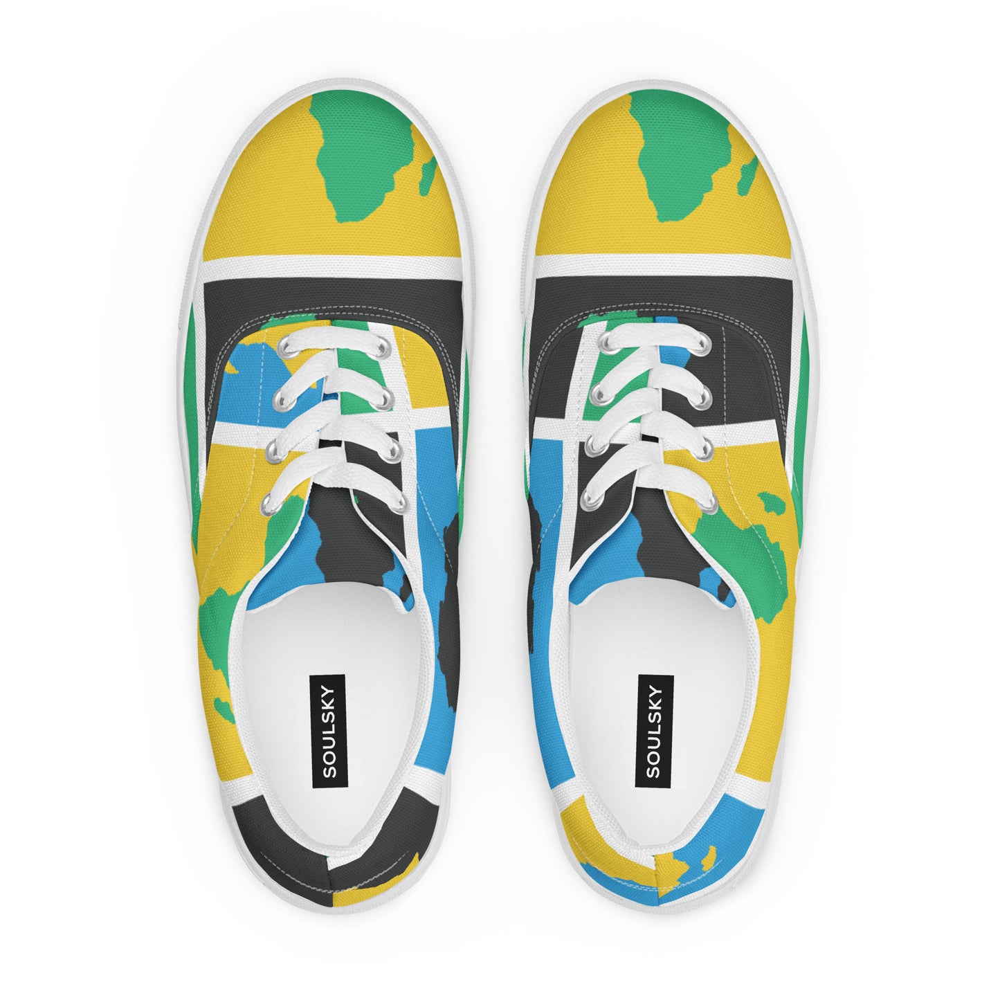 AFRICA WARHOL Women’s Lace-Up Canvas Shoes (Green, Yellow, Turquoise)