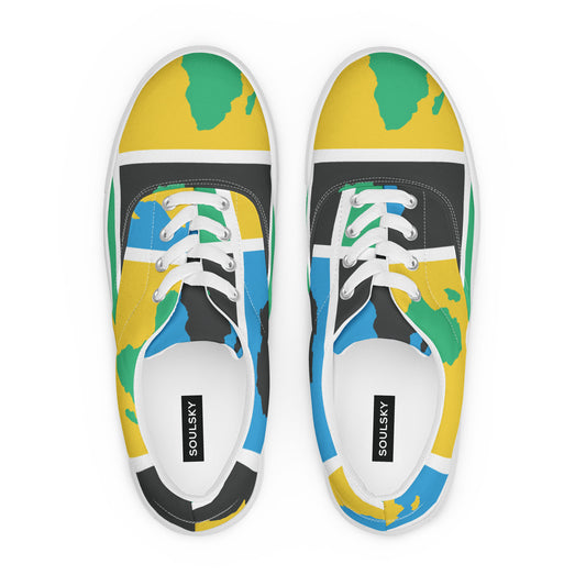 AFRICA WARHOL Women’s Lace-Up Canvas Shoes (Green, Yellow, Turquoise) - SOULSKY