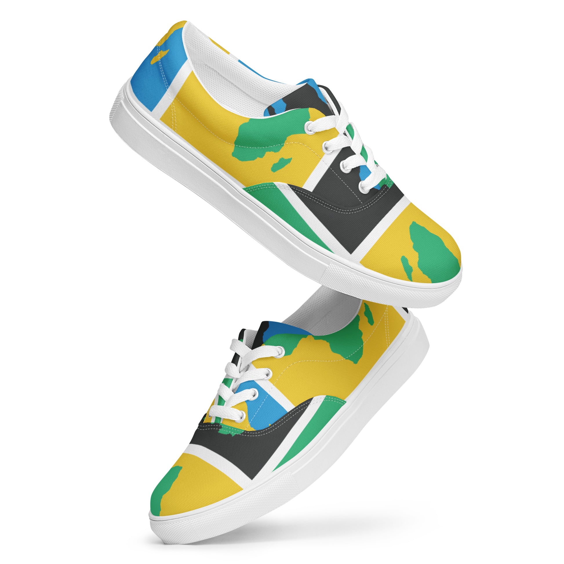 AFRICA WARHOL Women’s Lace-Up Canvas Shoes (Green, Yellow, Turquoise) - SOULSKY