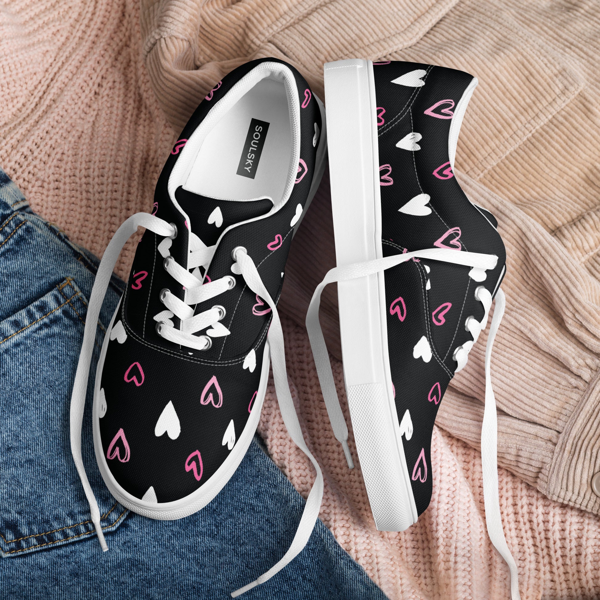 BE MY VALENTINE Women’s Lace-Up Canvas Shoes - SOULSKY