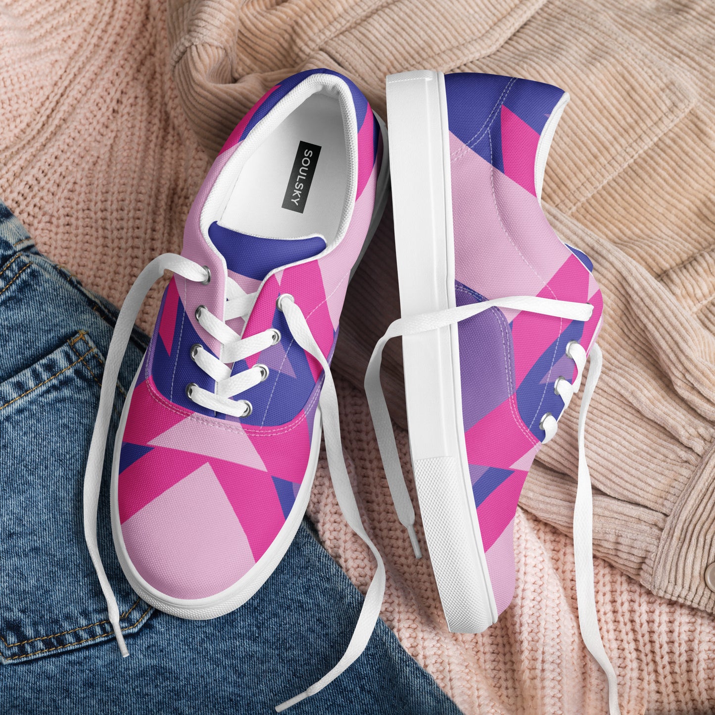 BE BRAVE Women’s Lace-Up Canvas Shoes (Pink)