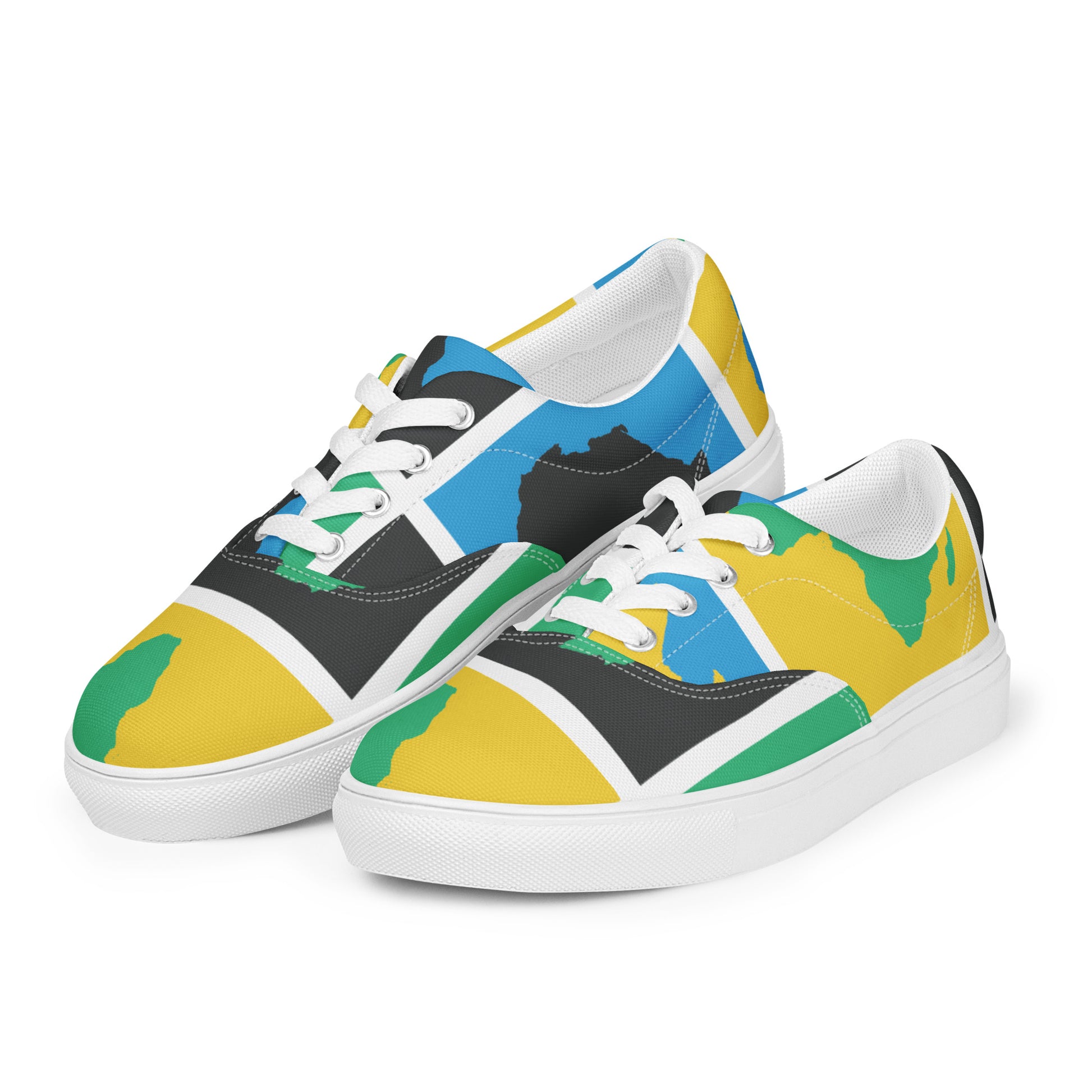 AFRICA WARHOL Women’s Lace-Up Canvas Shoes (Green, Yellow, Turquoise) - SOULSKY