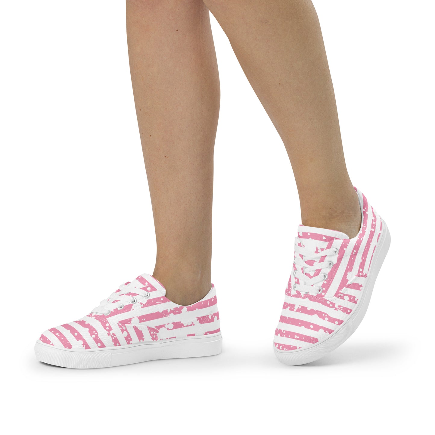 SHINE BRIGHT Women’s Lace-Up Canvas Shoes (Pink)