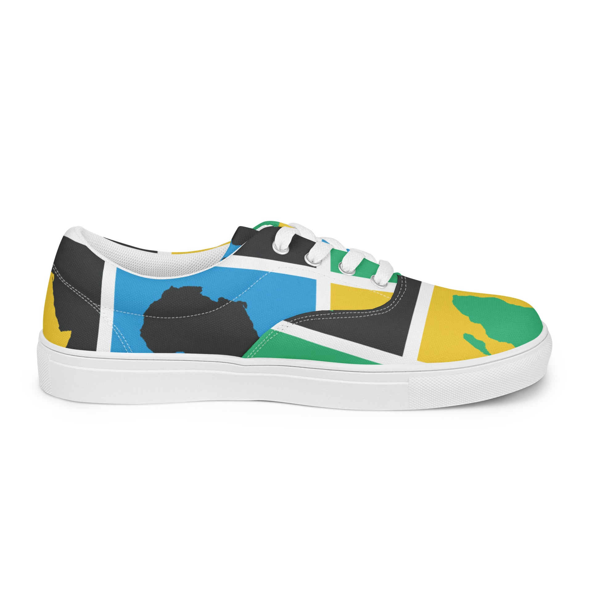 AFRICA WARHOL Women’s Lace-Up Canvas Shoes (Green, Yellow, Turquoise) - SOULSKY