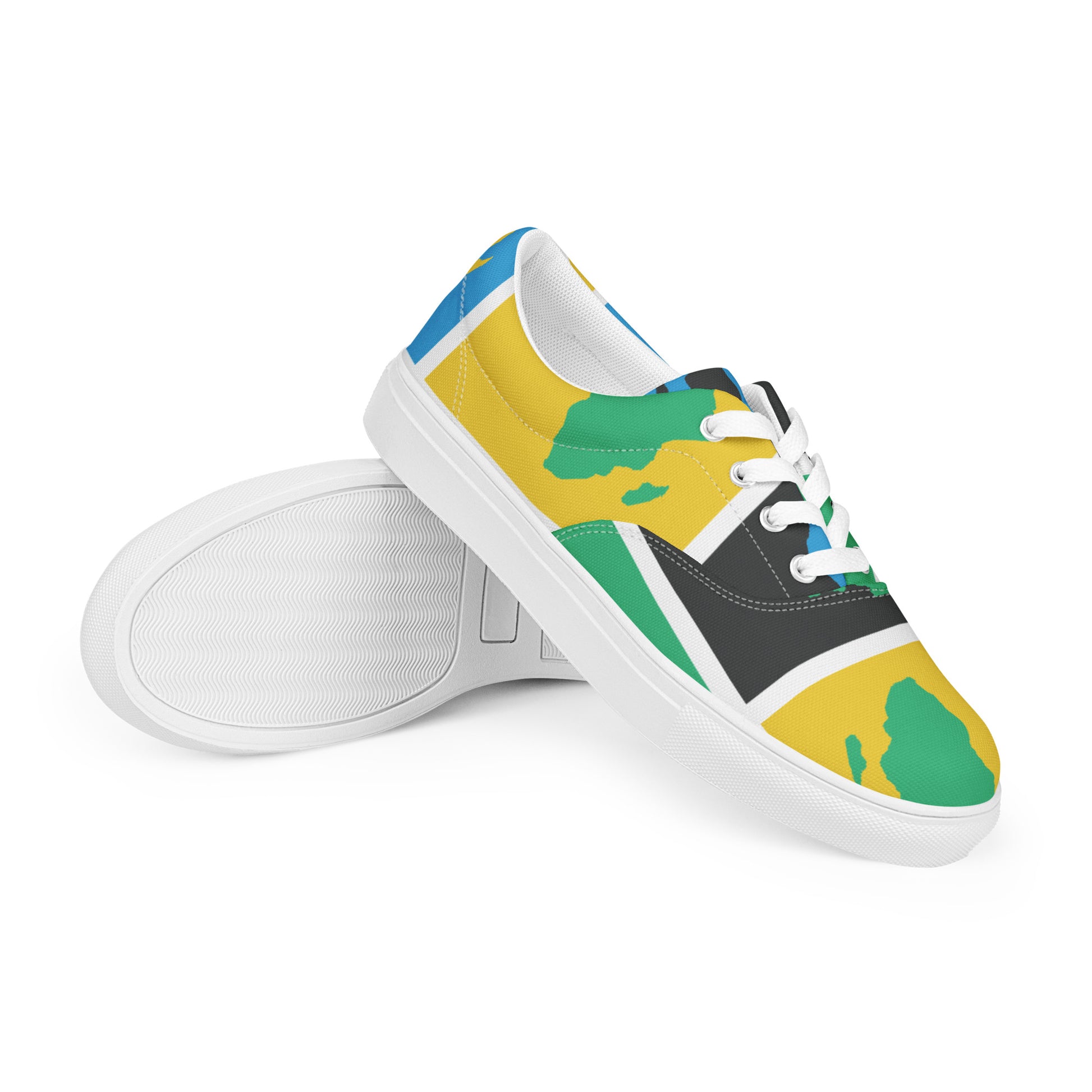 AFRICA WARHOL Women’s Lace-Up Canvas Shoes (Green, Yellow, Turquoise) - SOULSKY