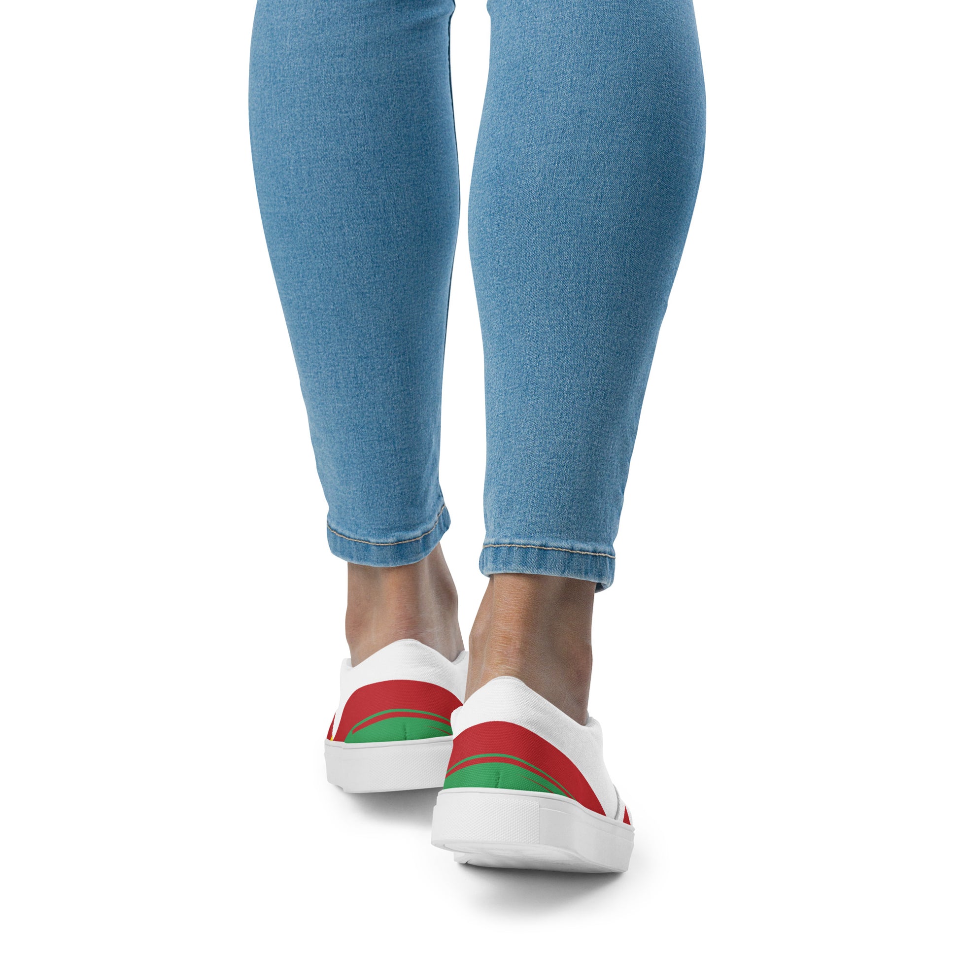 AFRICA STRIPES Women’s Slip-On Canvas Shoes (White) - SOULSKY